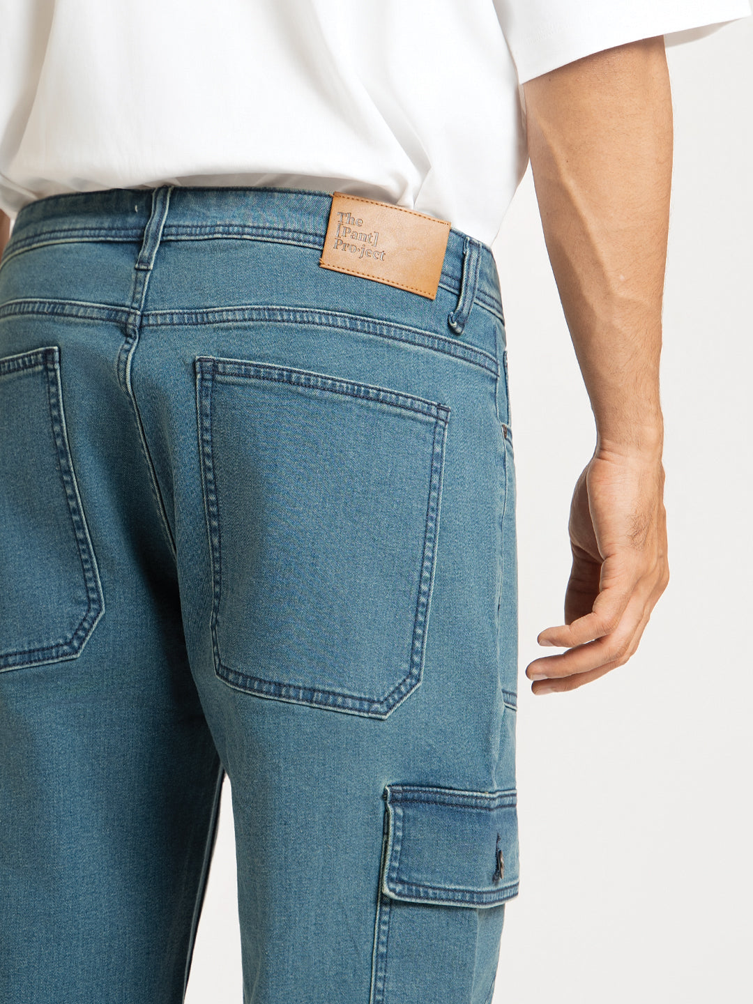 Dusty Blue Relaxed Fit Denim Cargos