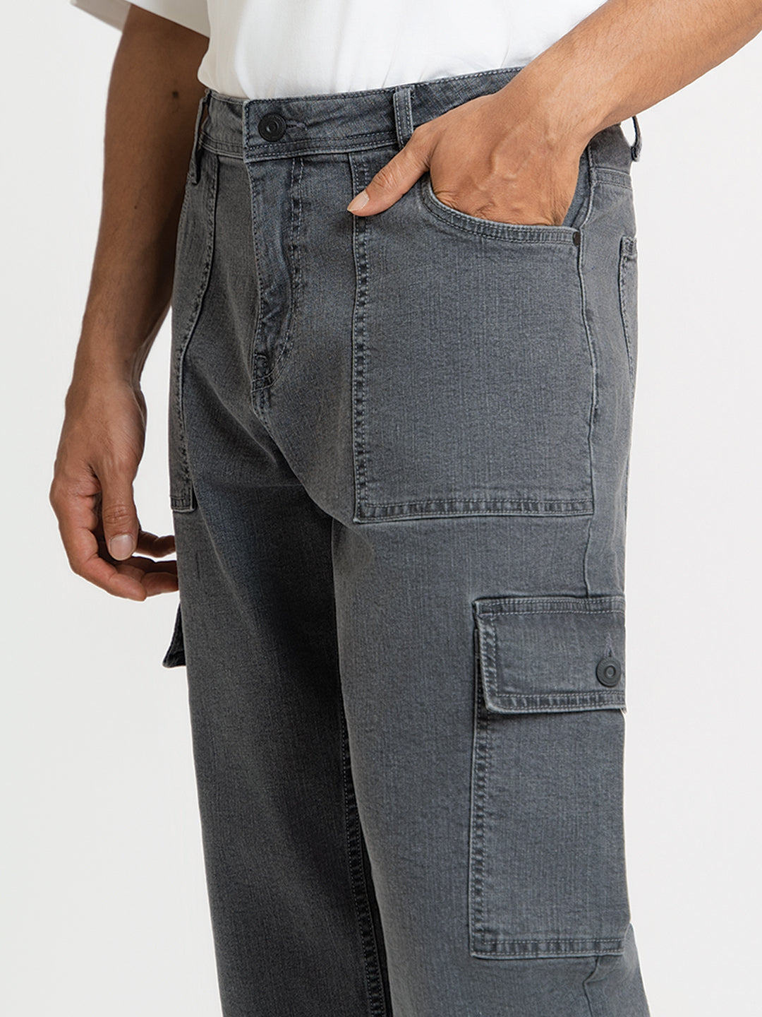Trail Grey Relaxed Fit Denim Cargos