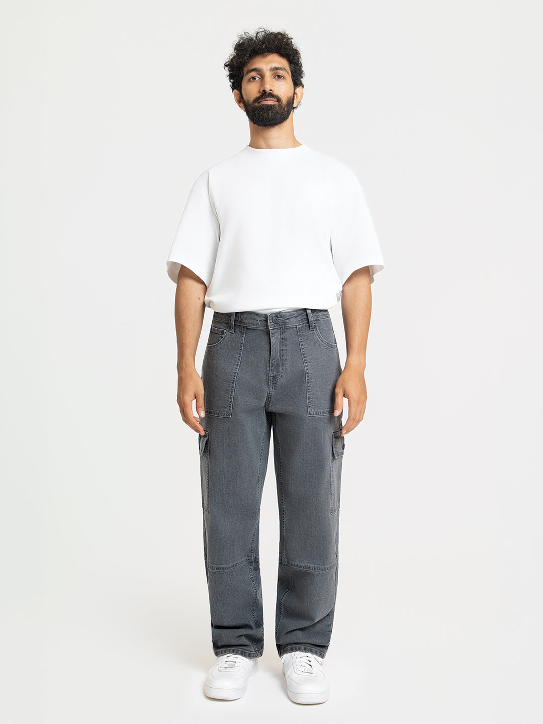 Trail Grey Relaxed Fit Denim Cargos