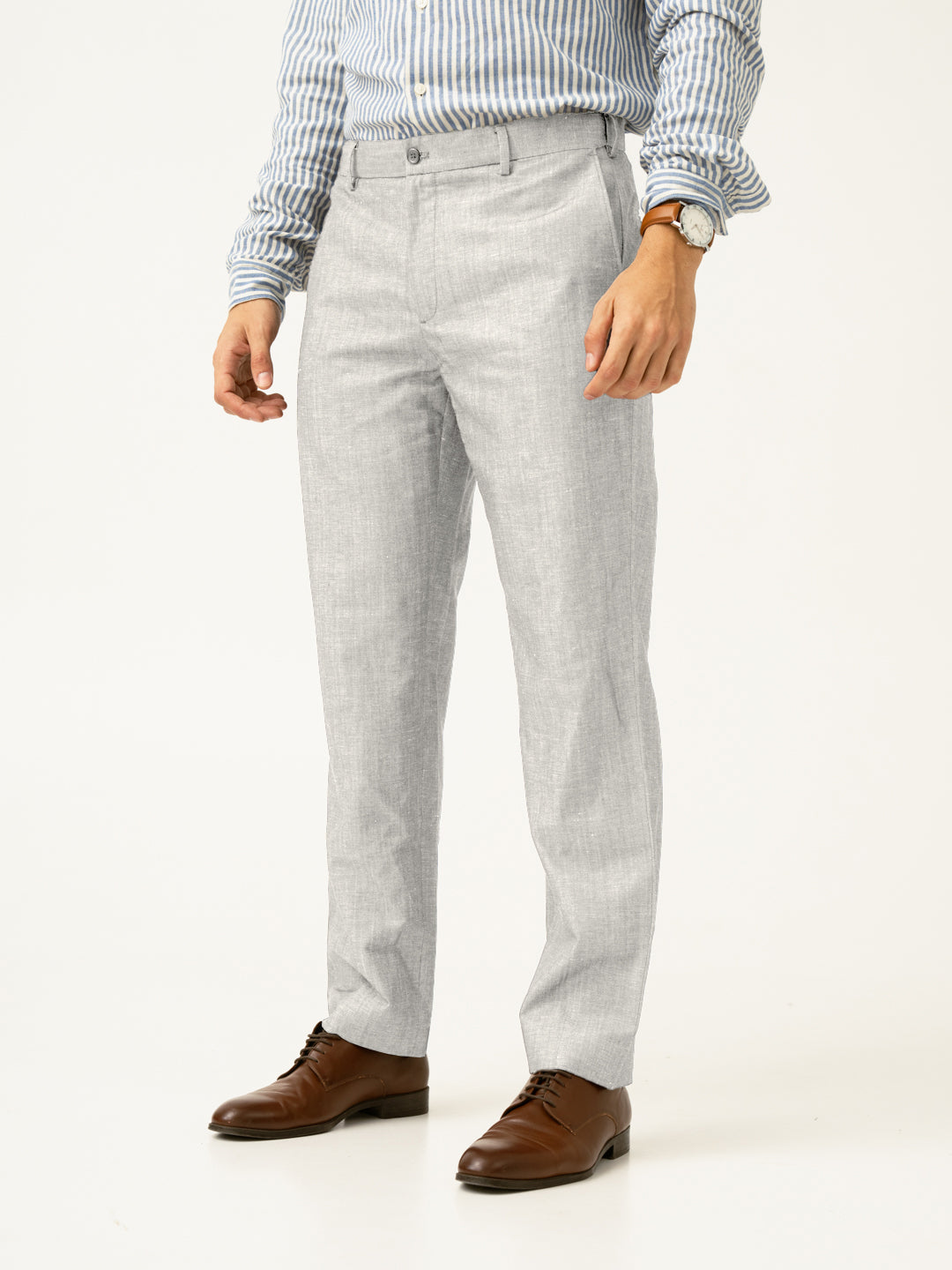 Caligo Grey Melange Stretch Formal Pants