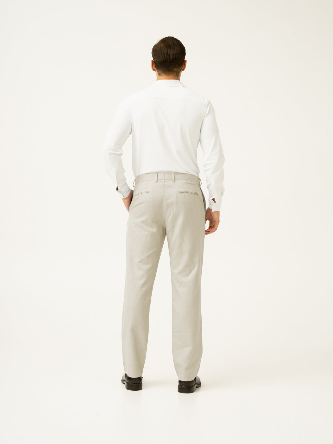 Elara Cream Melange Stretch Formal Pants