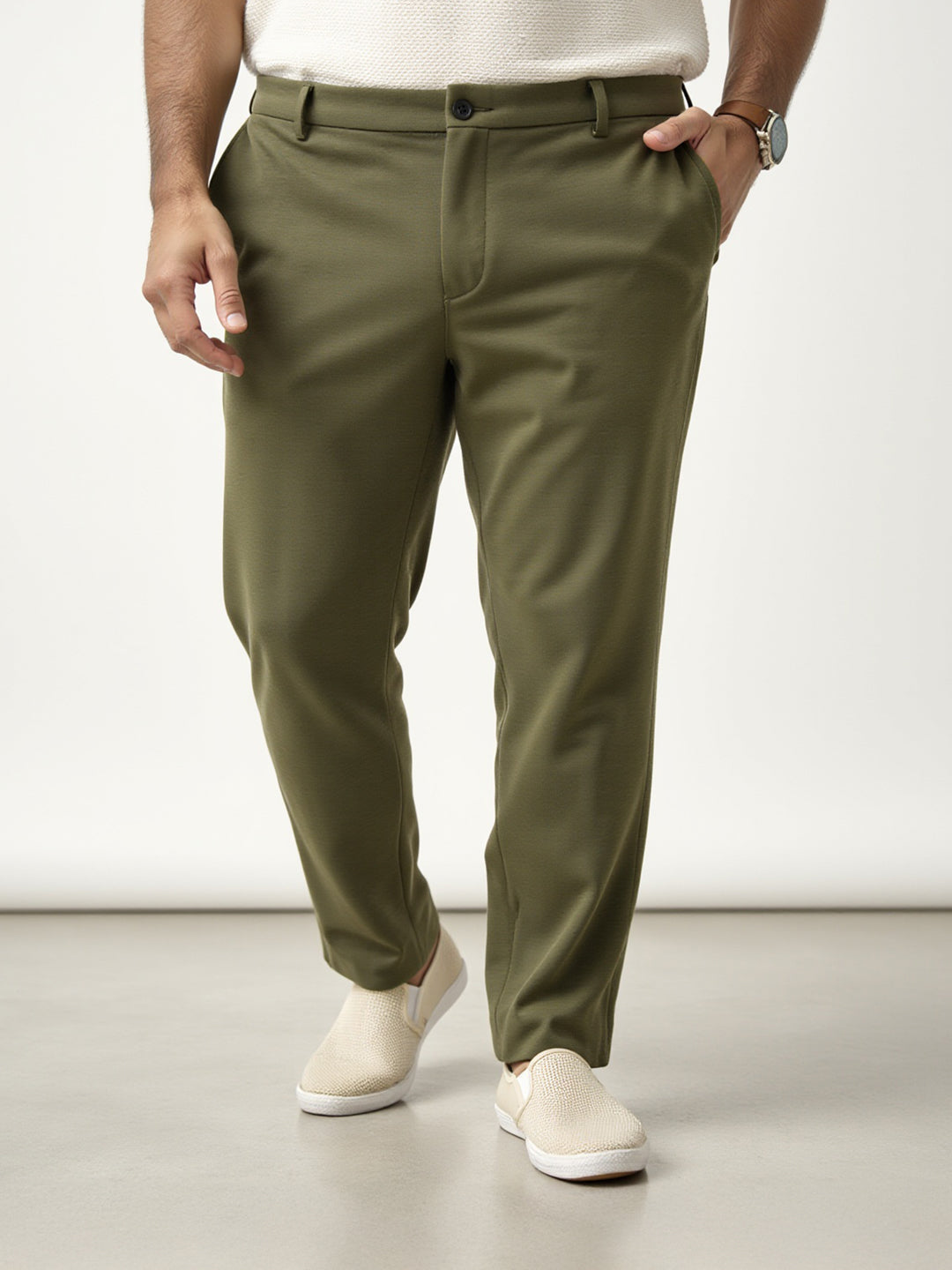 Military Green Plus Size Power-Stretch Pants