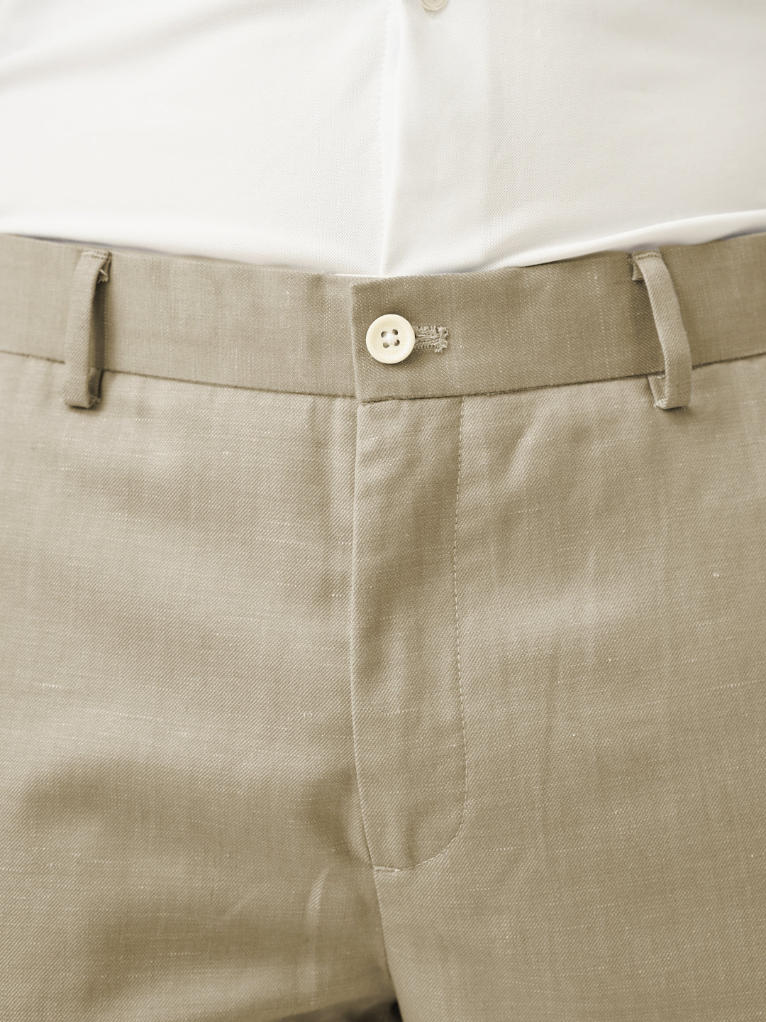 Flanor Beige Melange Stretch Formal Pants