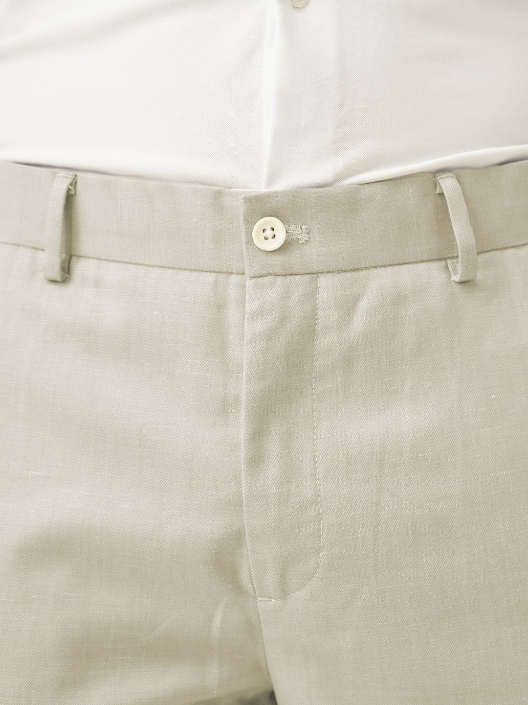 Elara Cream Melange Stretch Formal Pants