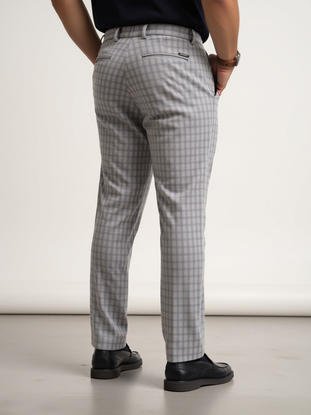Crane Grey Window Checks Plus Size Power-Stretch Pants