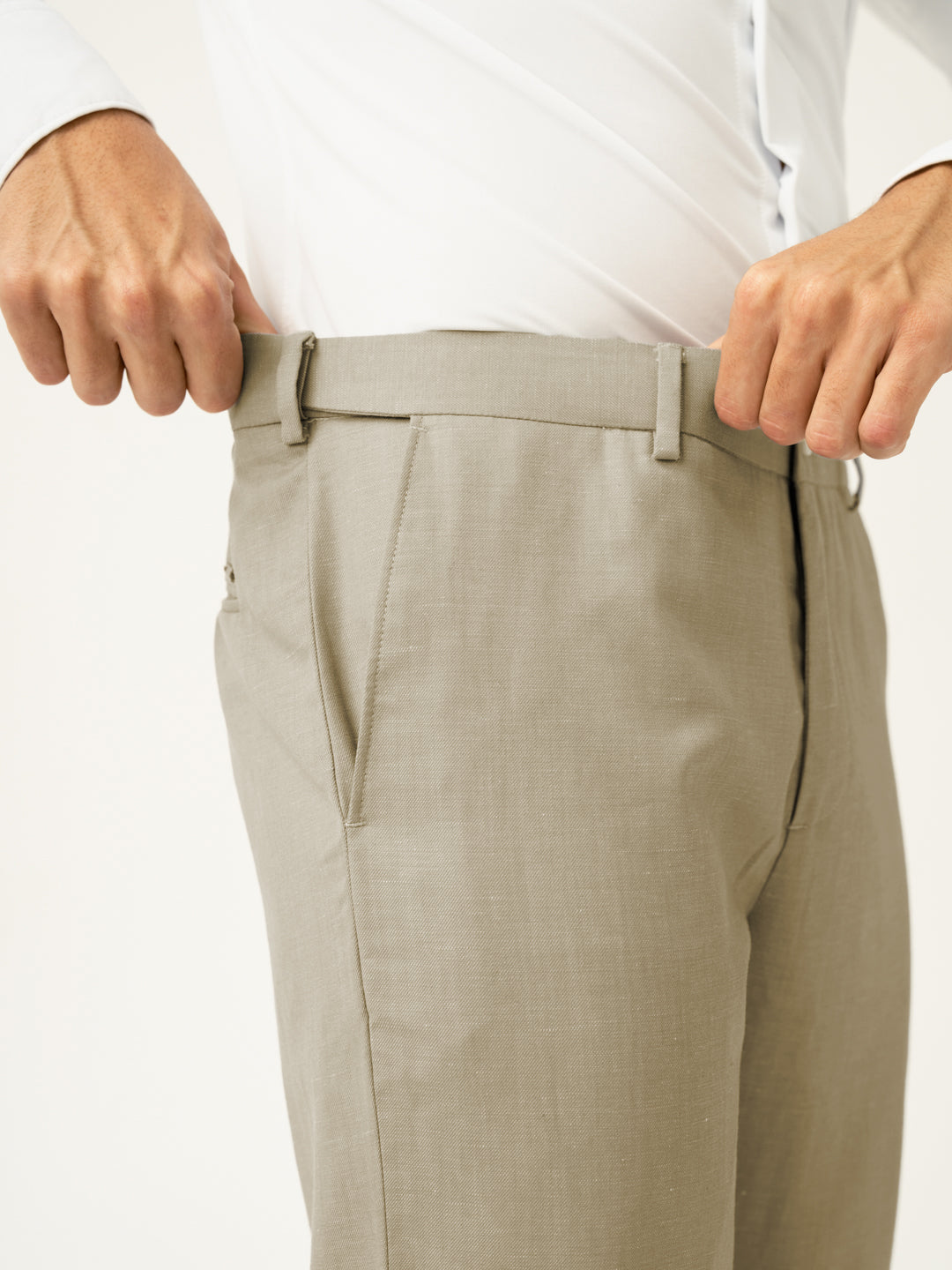 Flanor Beige Melange Stretch Formal Pants