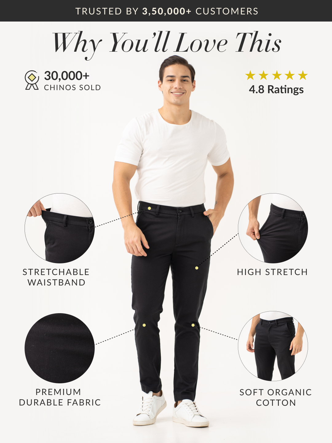 Box Black Slim Fit Stretch Chinos
