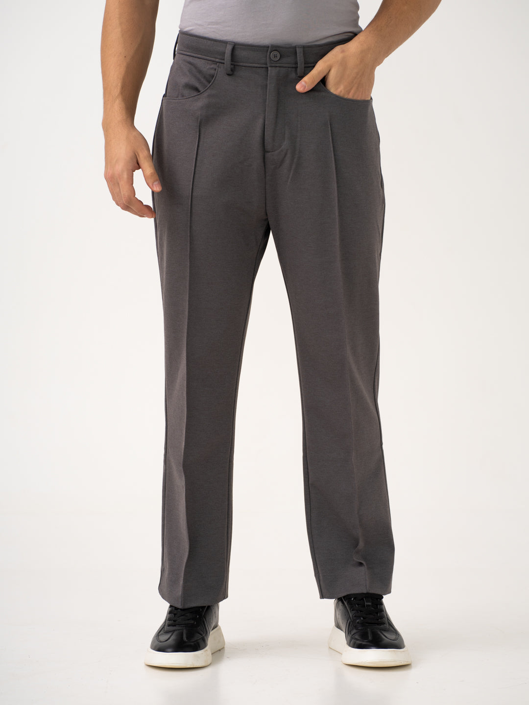 Pablo Grey Relaxed Fit Korean Pintuck Pants