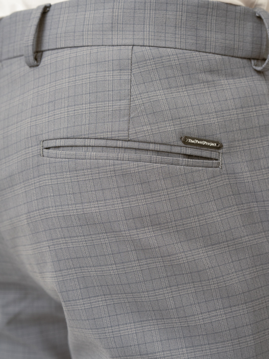 Dolphin Grey Checks Slim Fit Stretch Formal Pant