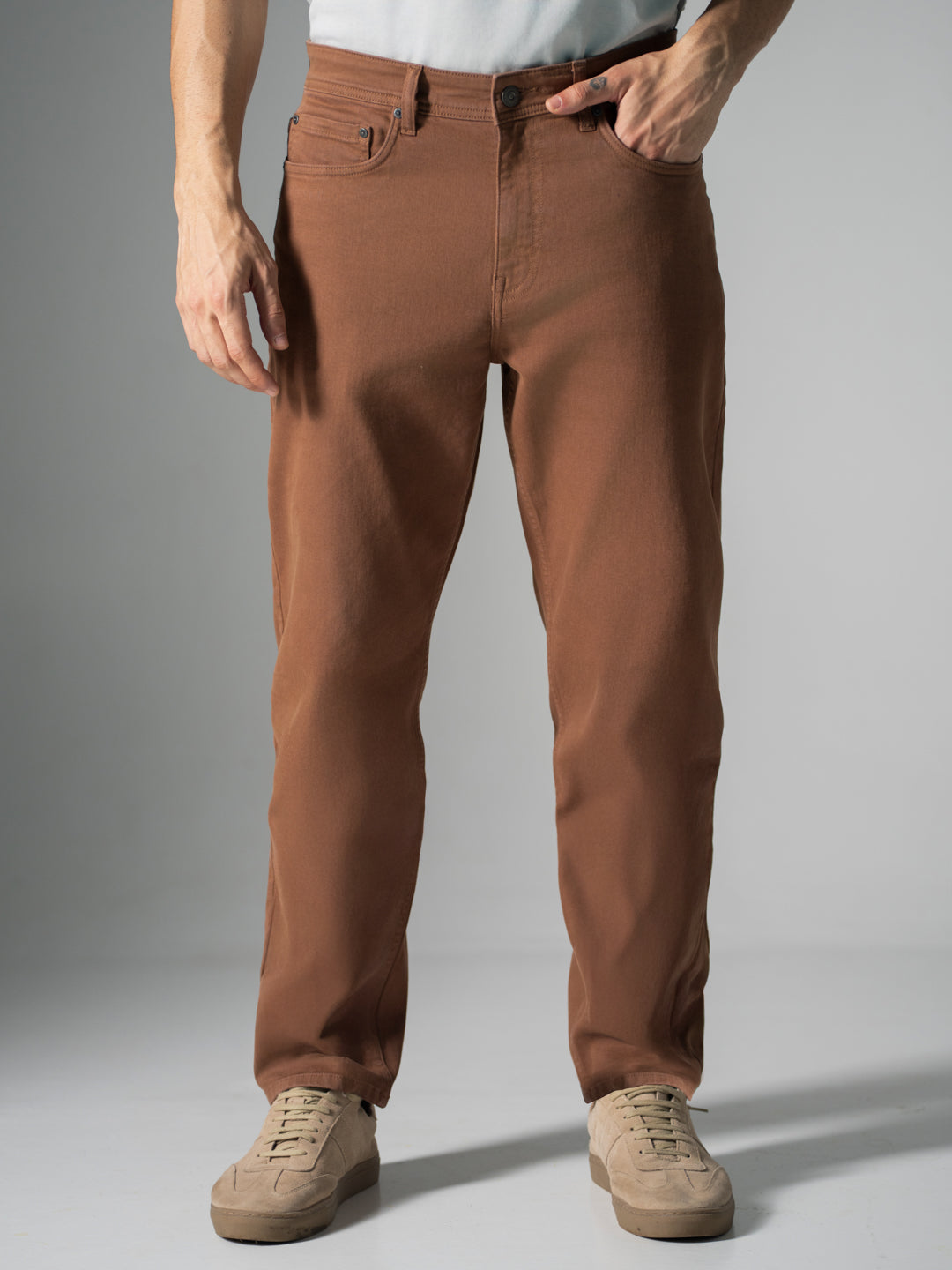 Bark Brown Relaxed Fit Jeans