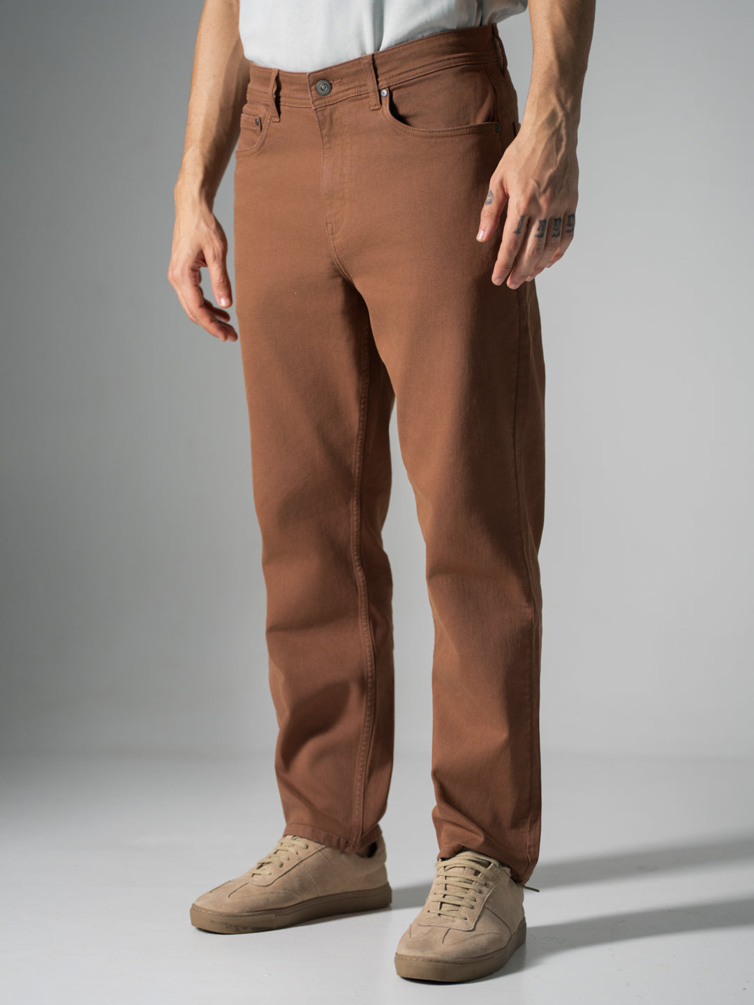 Bark Brown Relaxed Fit Jeans