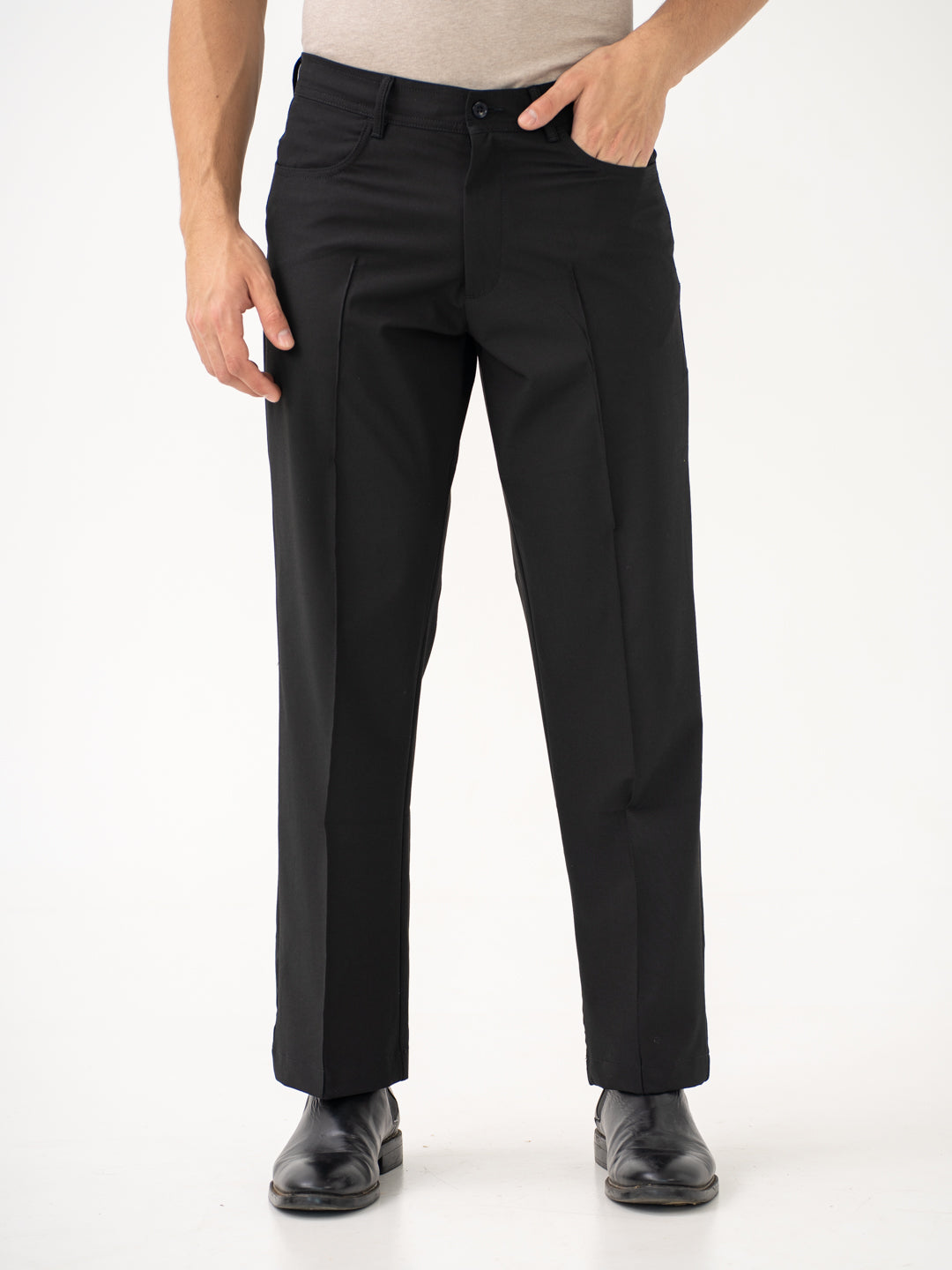 Lunar Black Relaxed Fit Korean Pintuck Pants