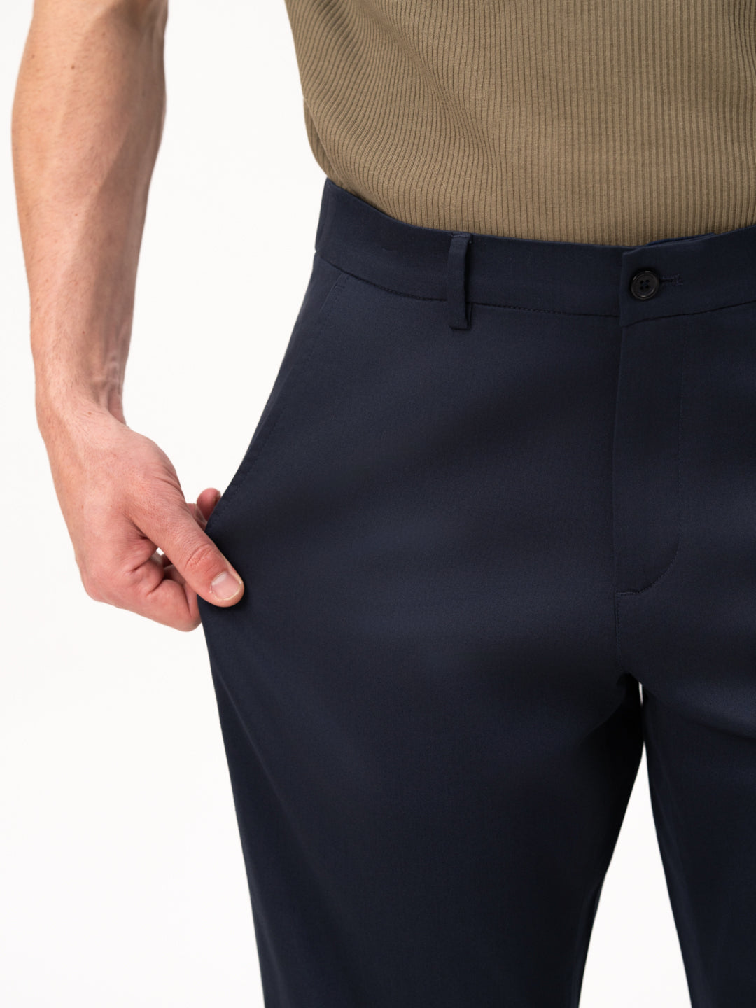 Celestra Navy Relaxed Fit Stretch Chinos for Men
