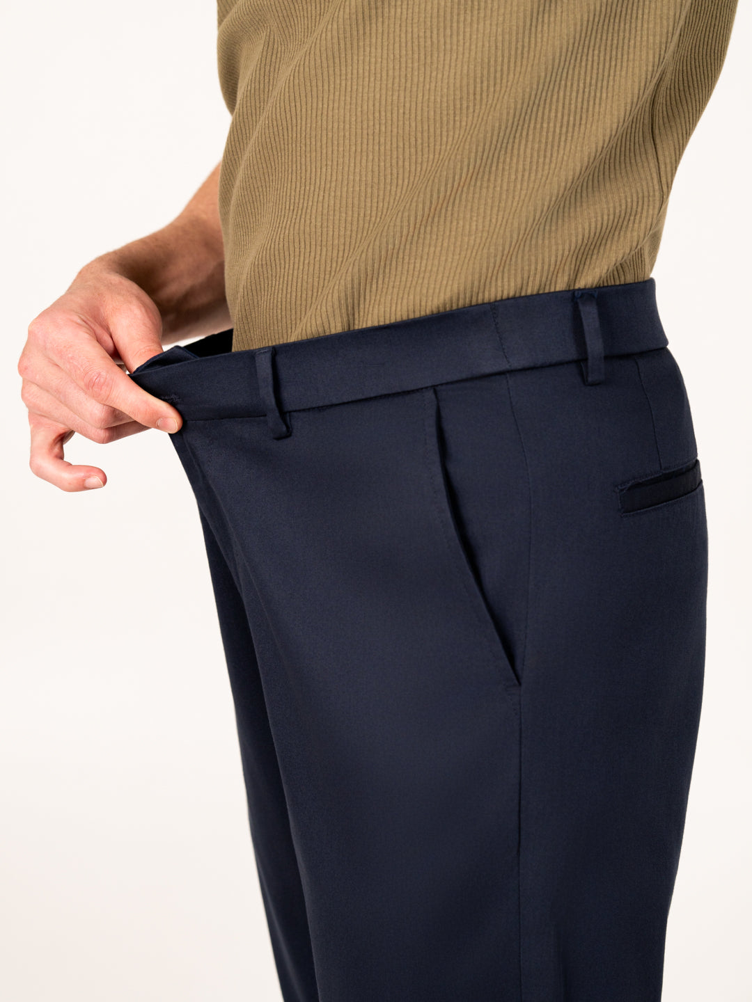 Celestra Navy Relaxed Fit Stretch Chinos for Men
