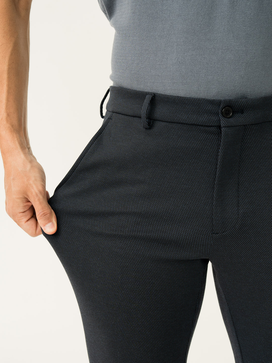 Regal Navy Twill Structured Plus Size Power-Stretch Pants