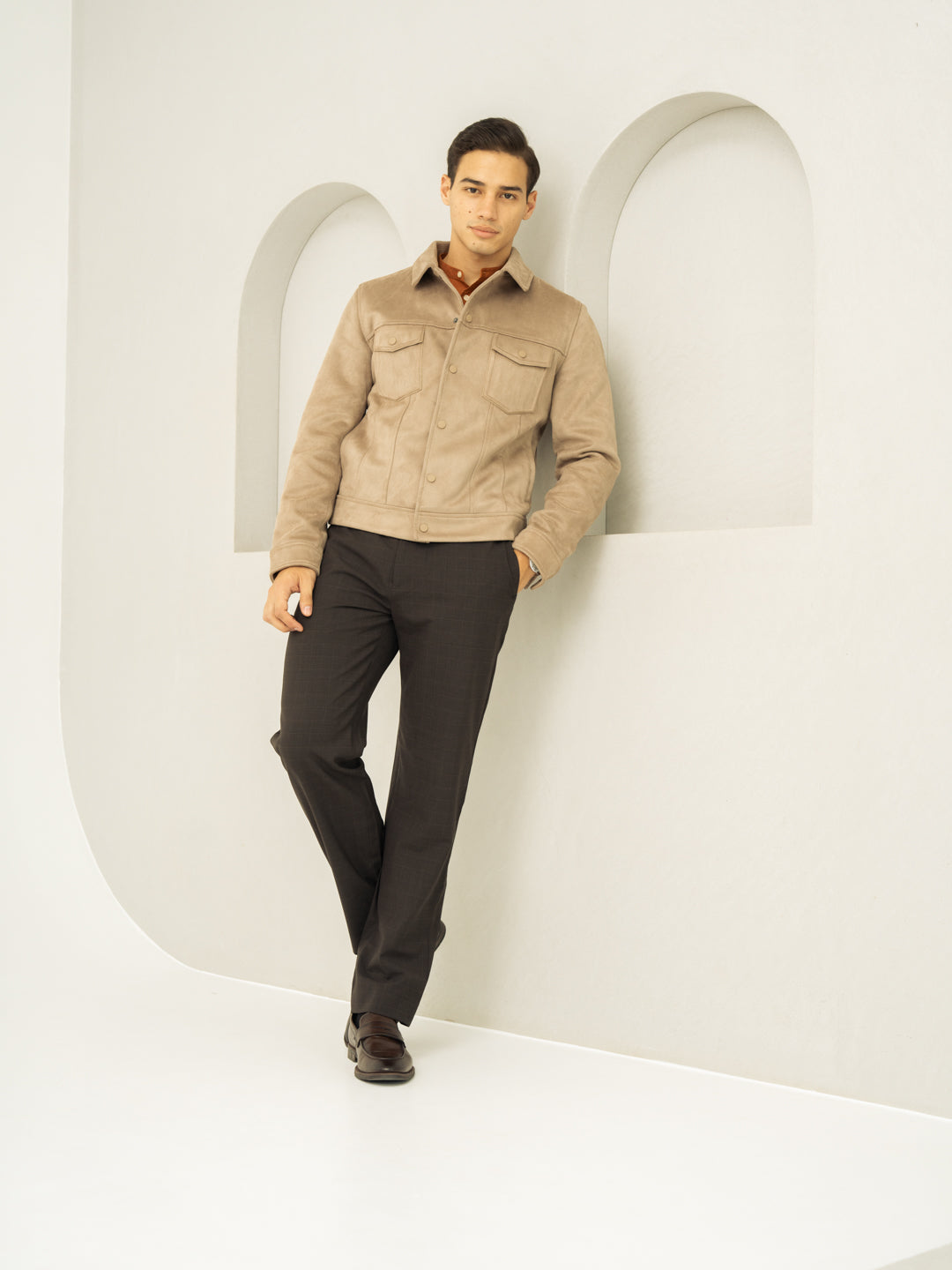 Bond Brown Checks Merino Wool Pants
