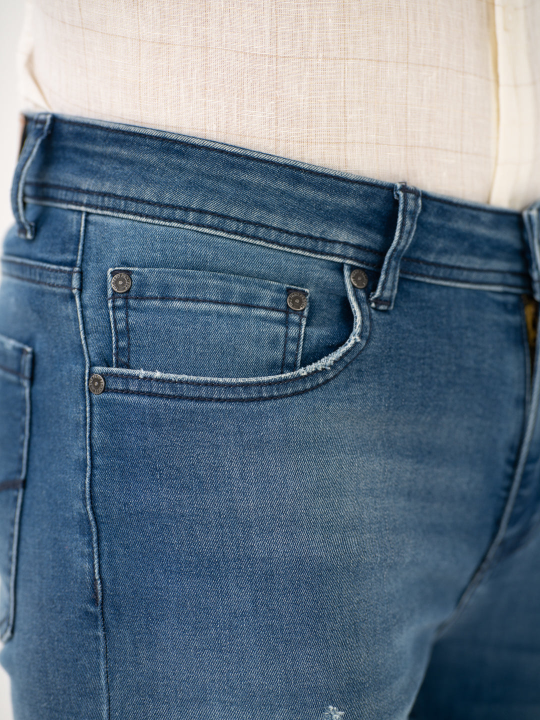 Glacier Blue Damaged Slim Fit Jeans
