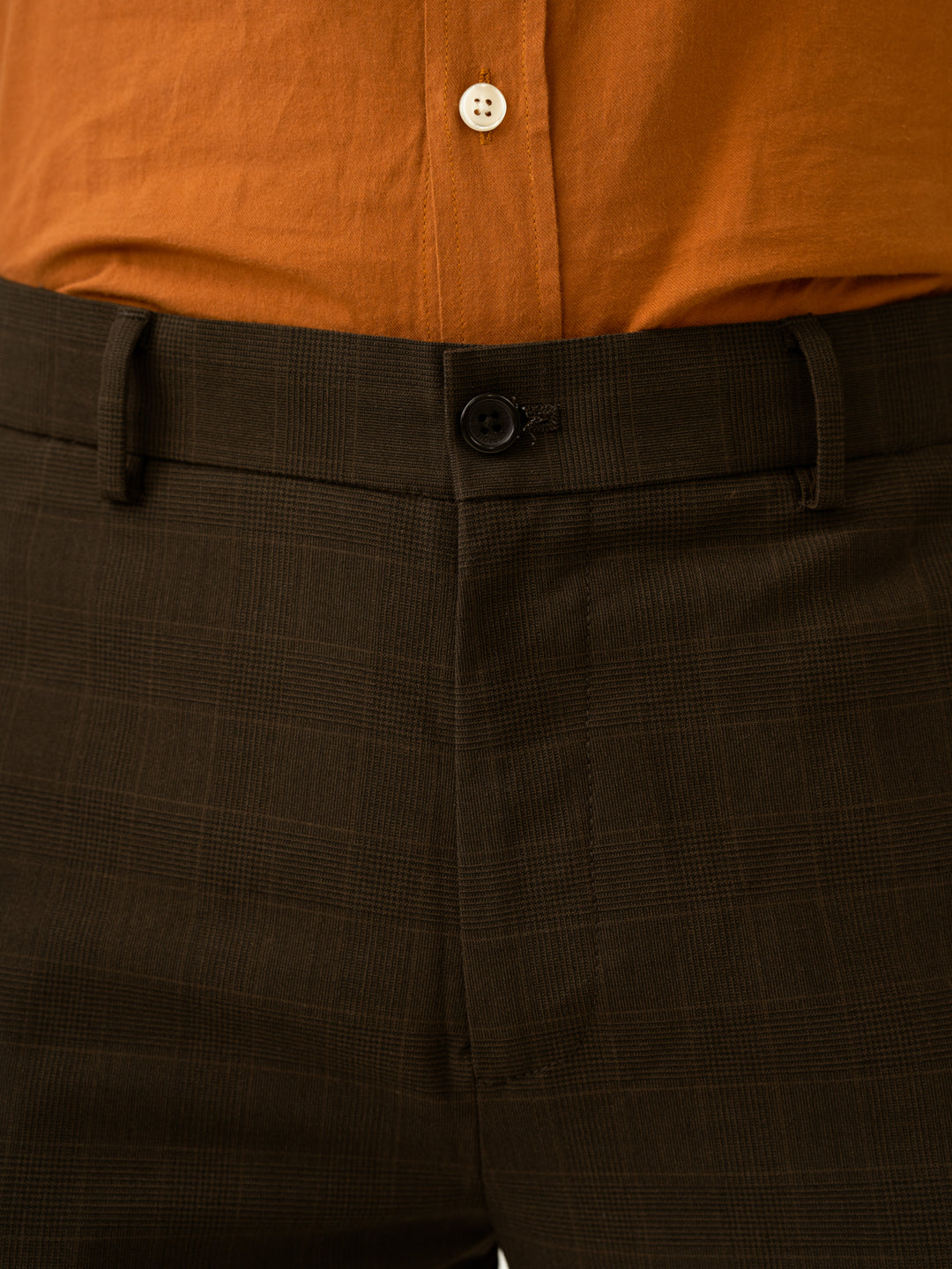 Bond Brown Checks Merino Wool Pants