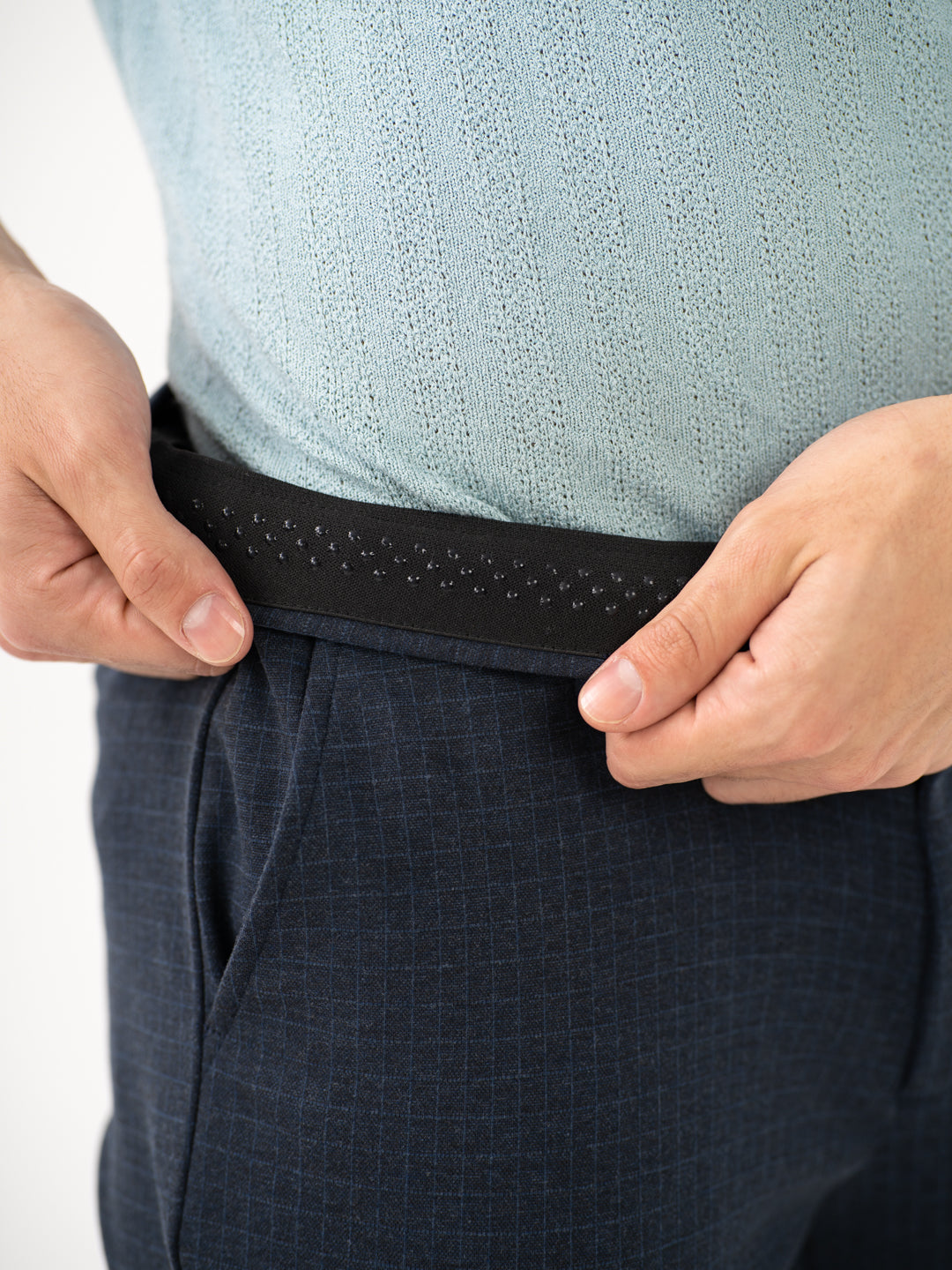 Navy Blue Checks Power-Stretch Pants