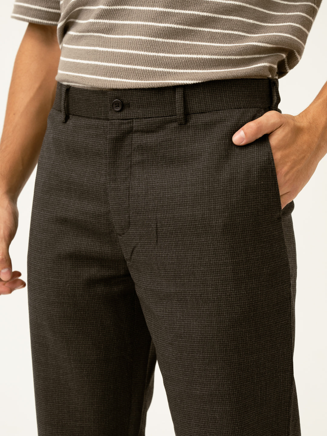 Lamp Black Houndstooth Merino Wool Pants