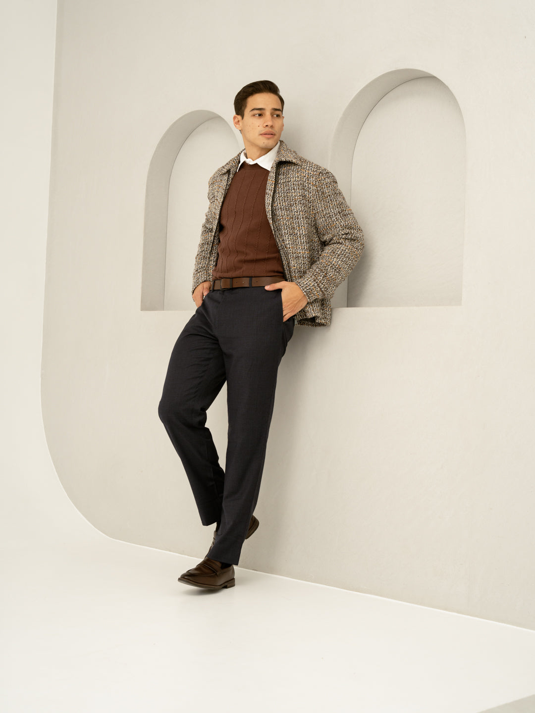 Castle Navy Houndstooth Merino Wool Pants