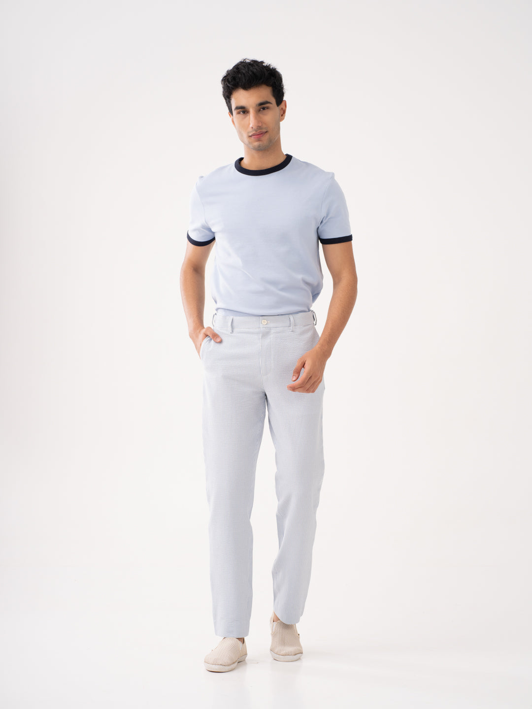 Breeze Blue Stripes Seersucker Pants