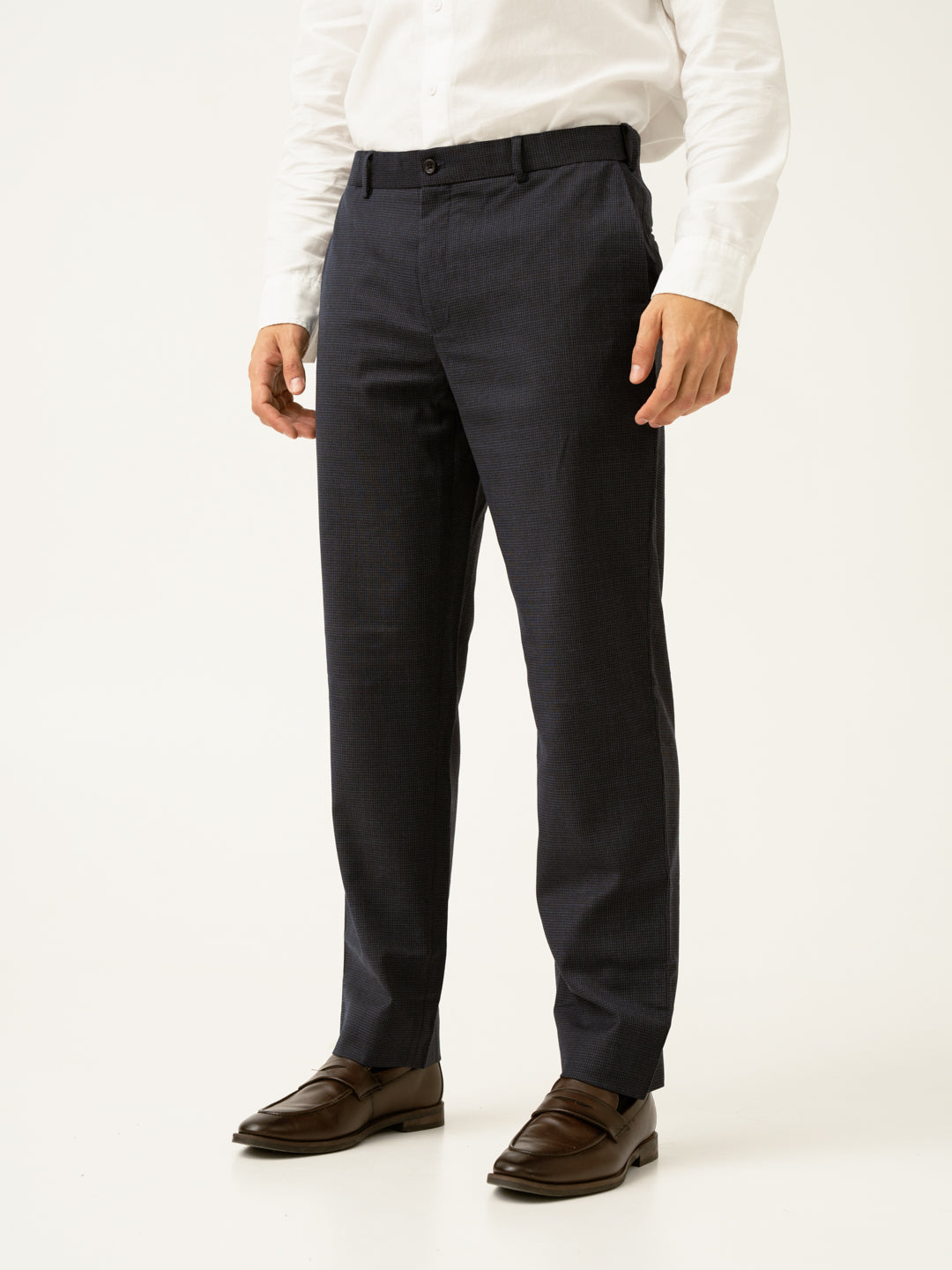 Castle Navy Houndstooth Merino Wool Pants