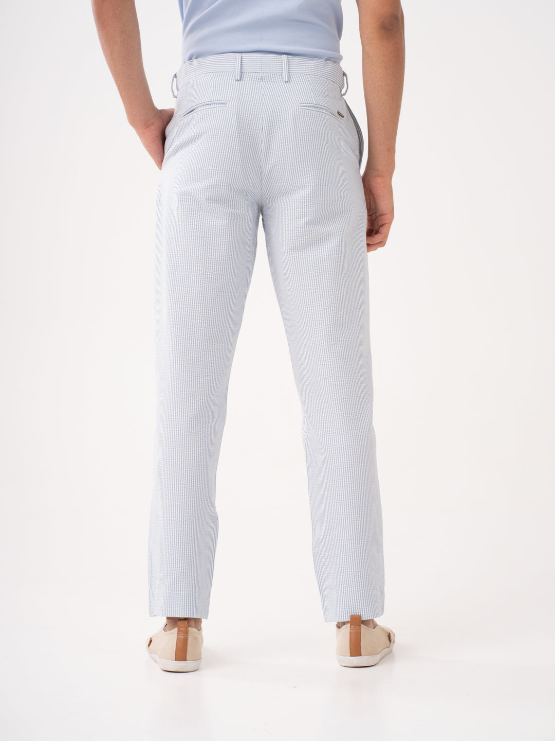 Breeze Blue Stripes Seersucker Pants