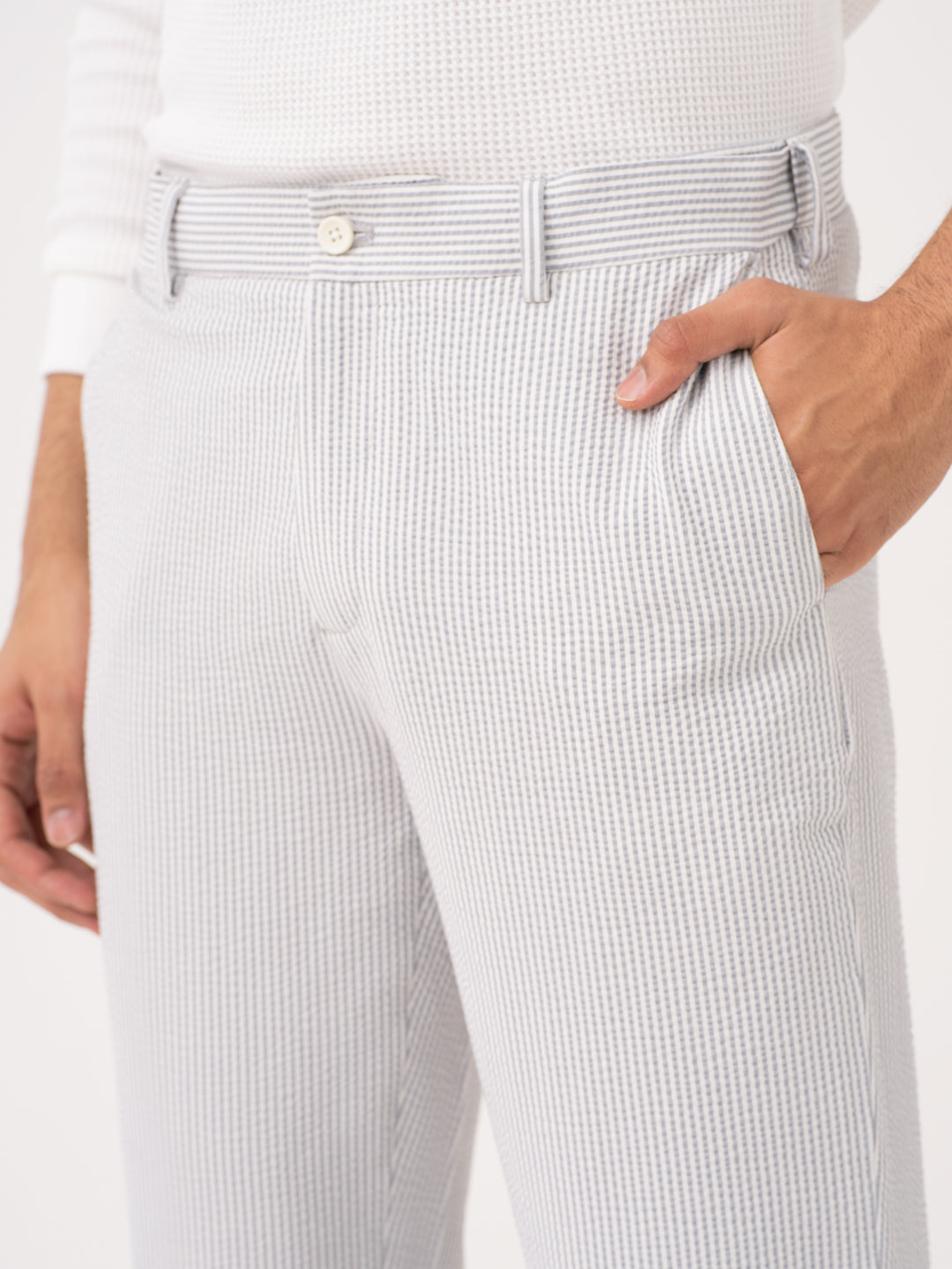 Luna Grey Stripes Seersucker Pants