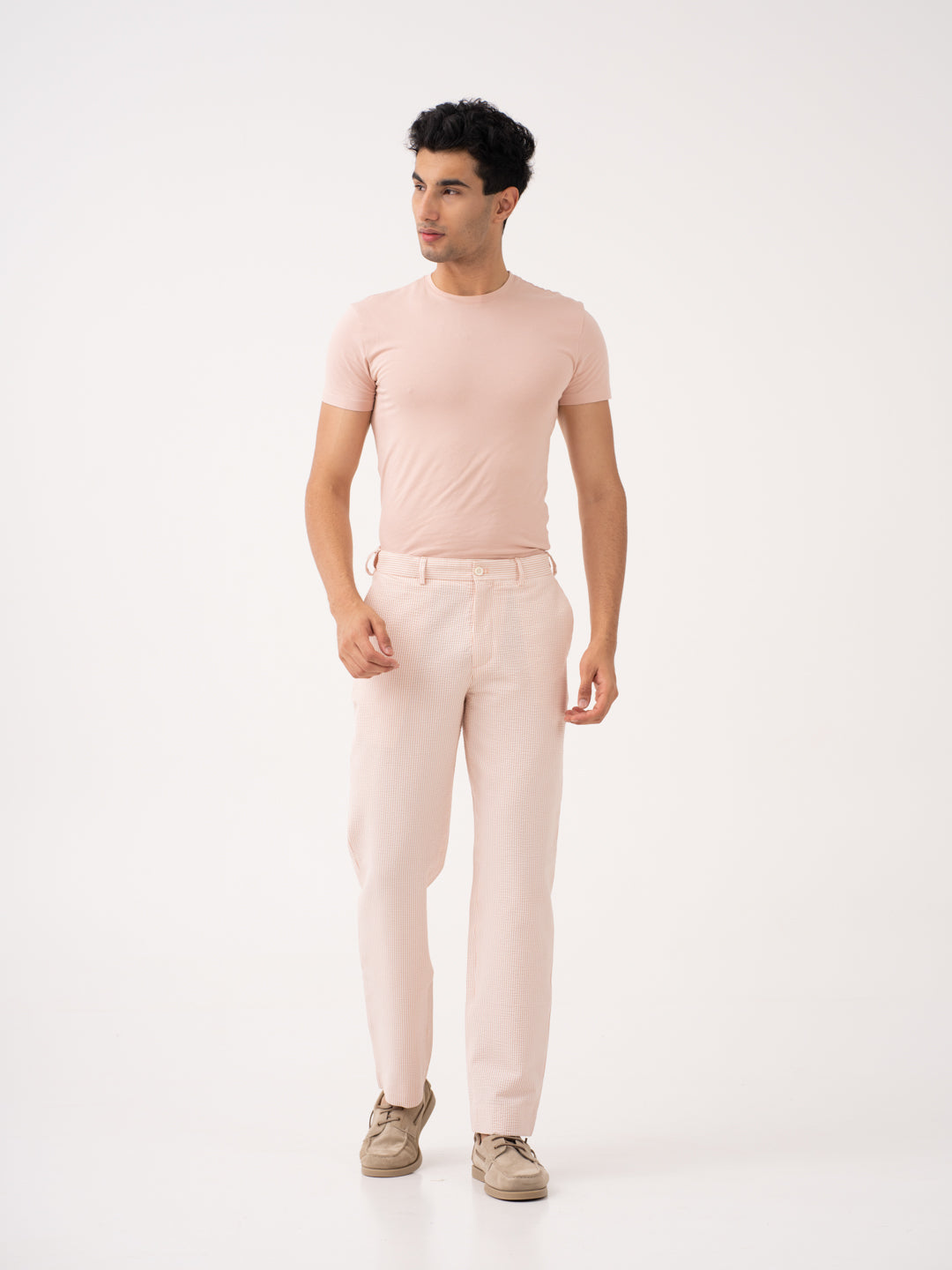 Poppy Peach Stripes Seersucker Pants