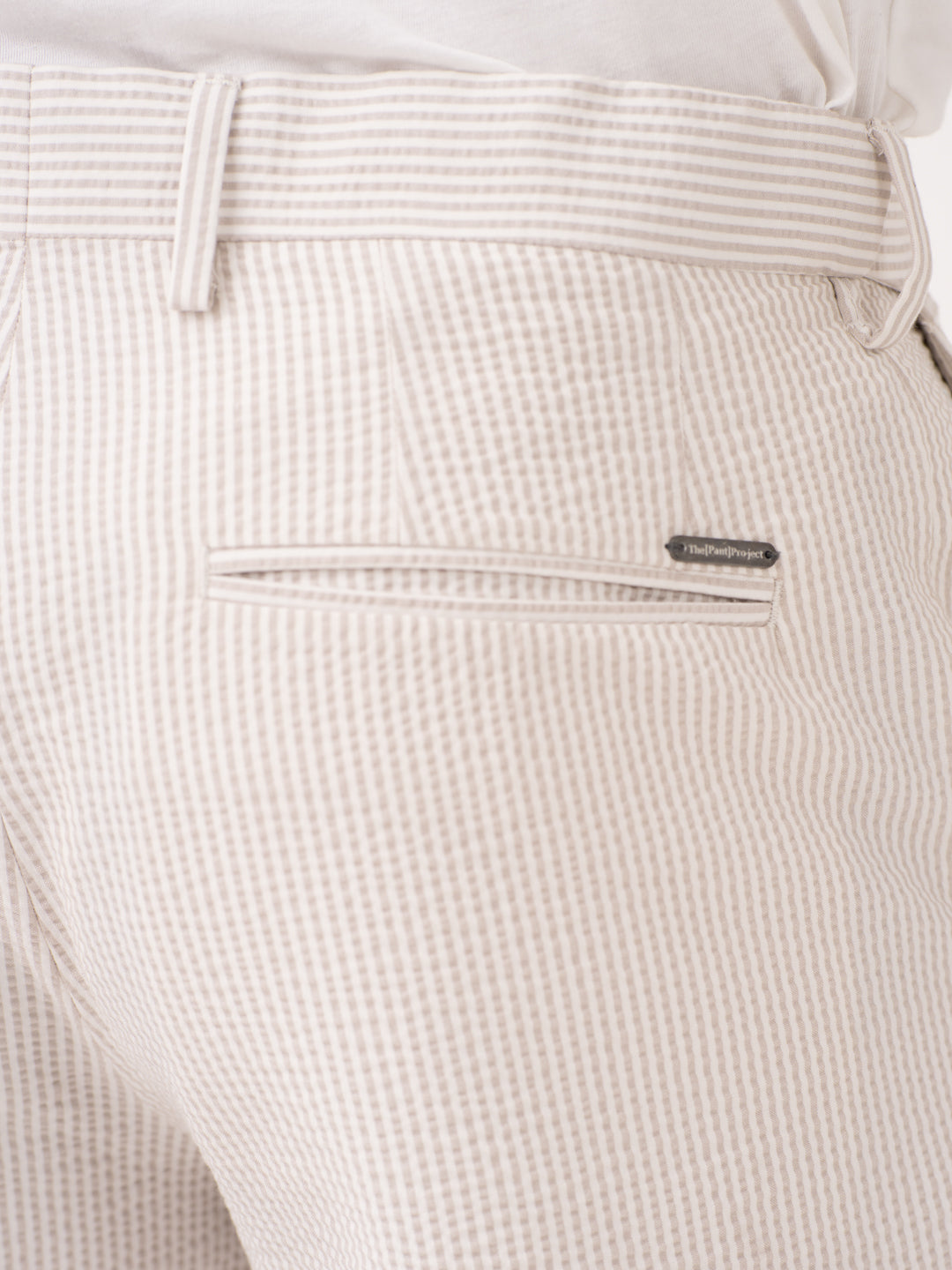 Terrain Taupe Stripes Seersucker Pants