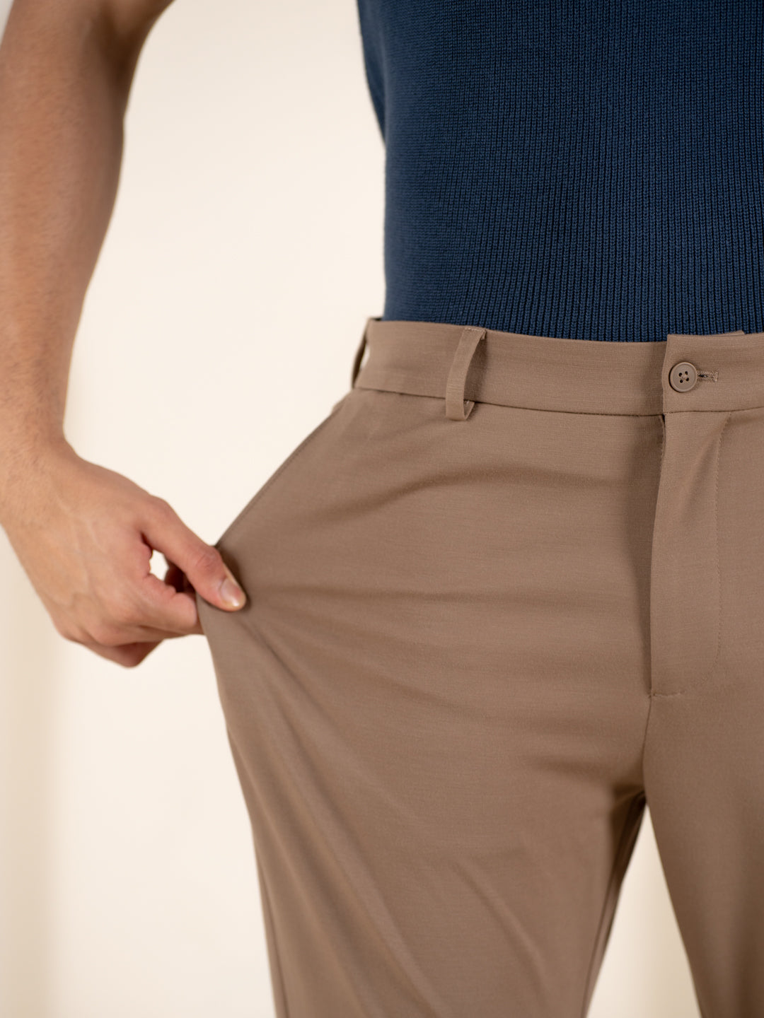 Malai Pants Khaki Soft-touch Slim Fit Power Stretch Pants