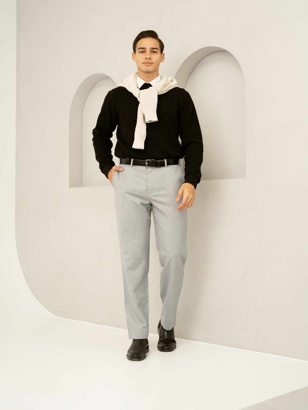 Palladium Grey Tropical Wool Linen Pants