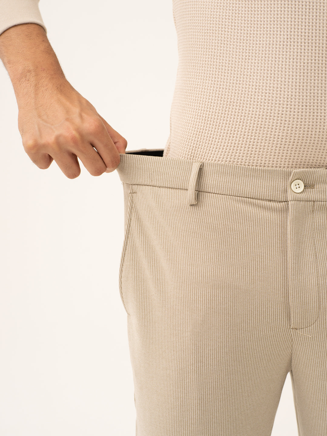 Saturn Khaki Houndstooth Power-Stretch Pants