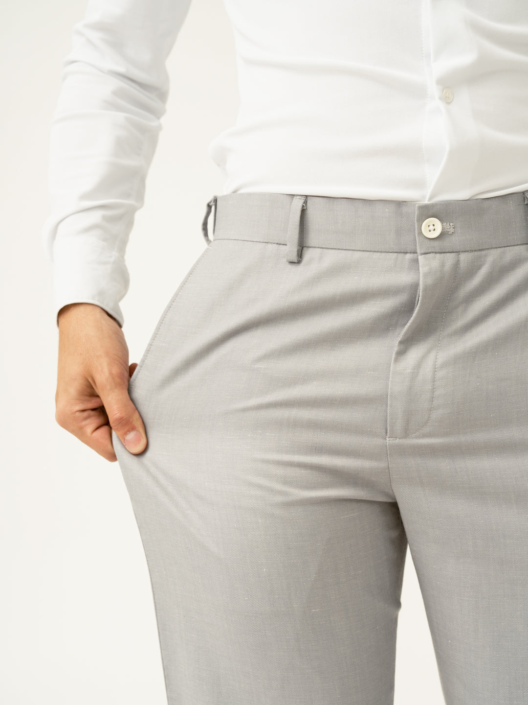 Palladium Grey Tropical Wool Linen Pants