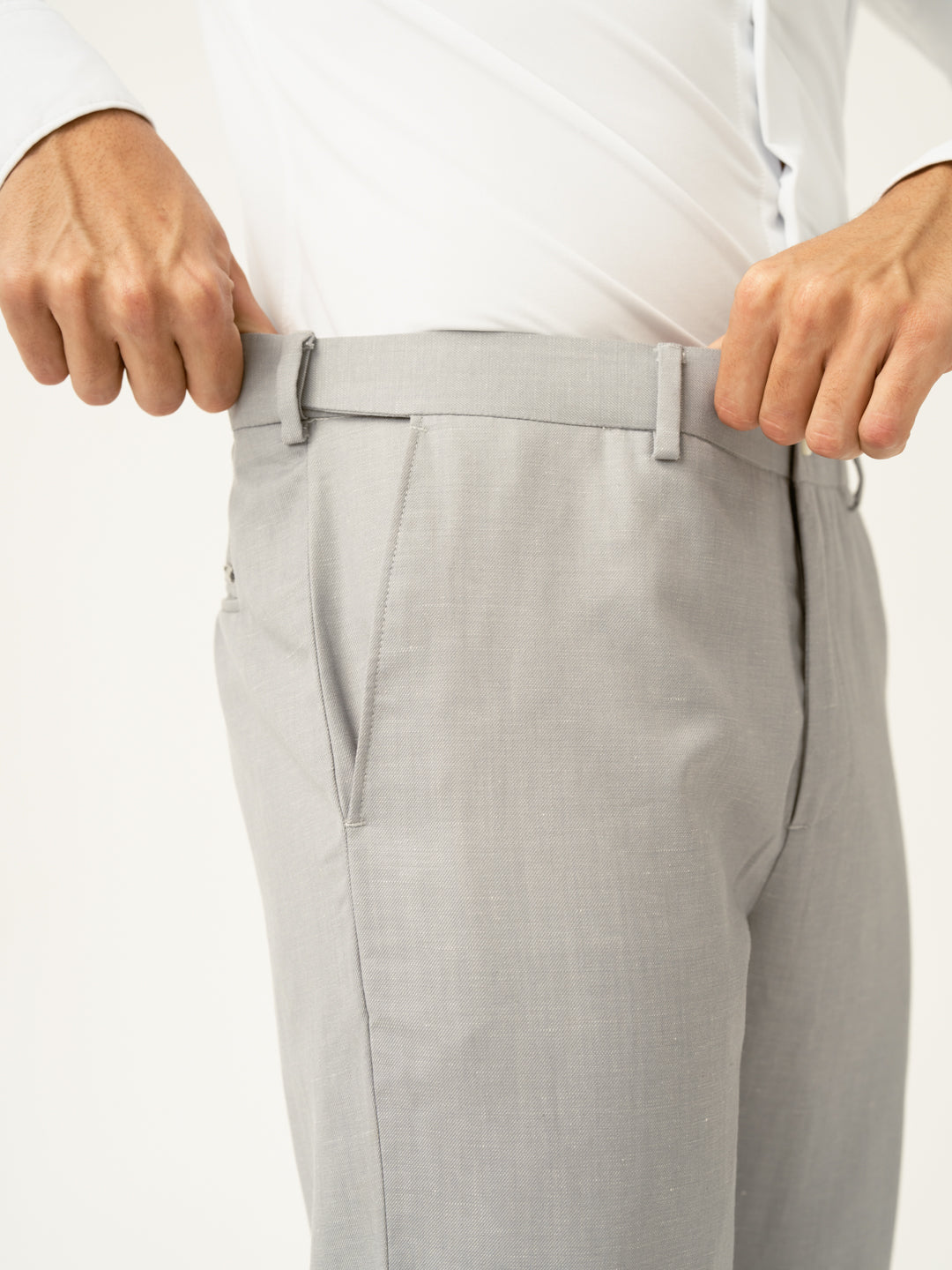 Palladium Grey Tropical Wool Linen Pants