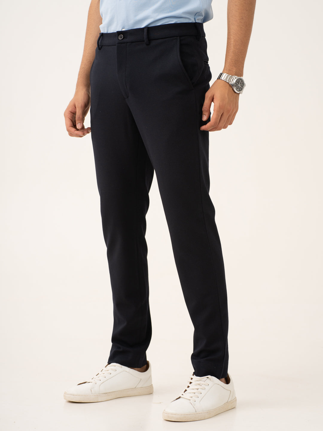 Terminal Navy Waffle Textured Power-Stretch Pants