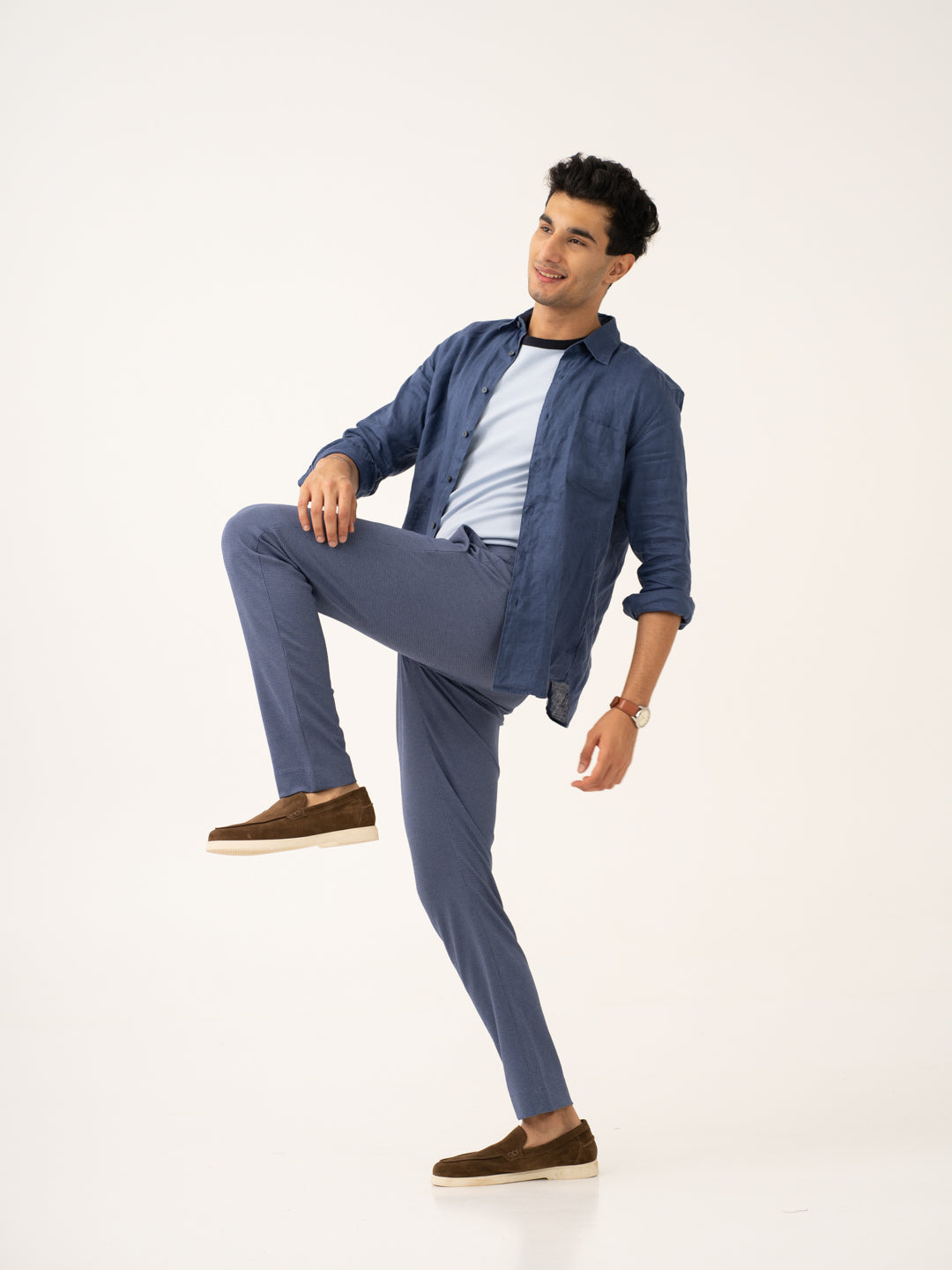 Echo Blue Waffle Textured Power-Stretch Pants