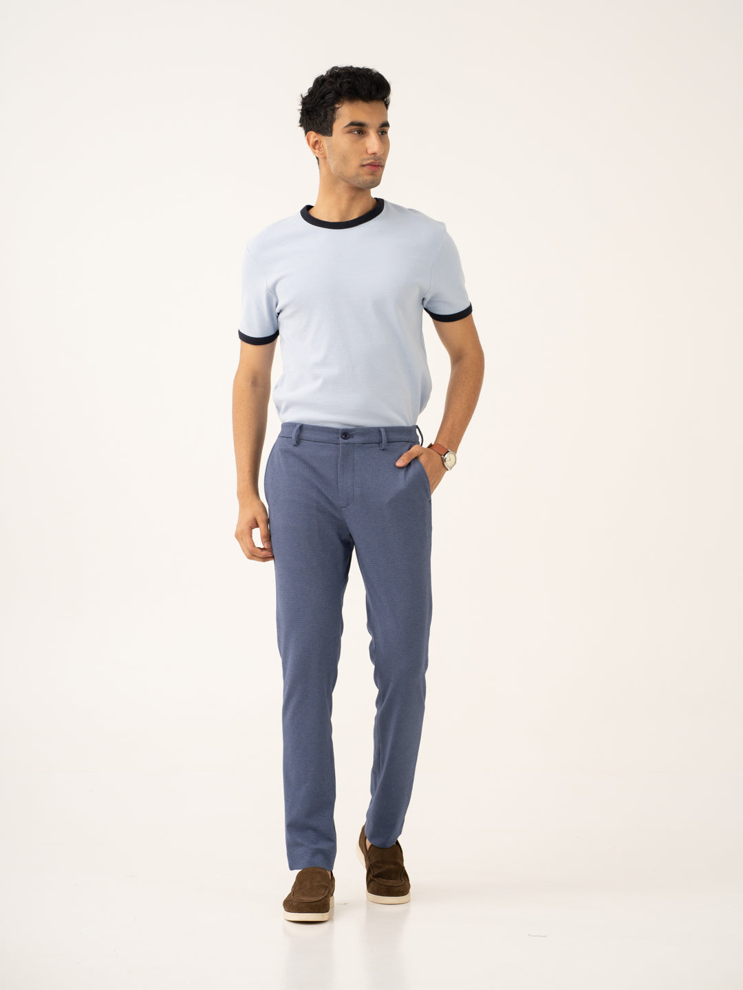 Echo Blue Waffle Textured Power-Stretch Pants