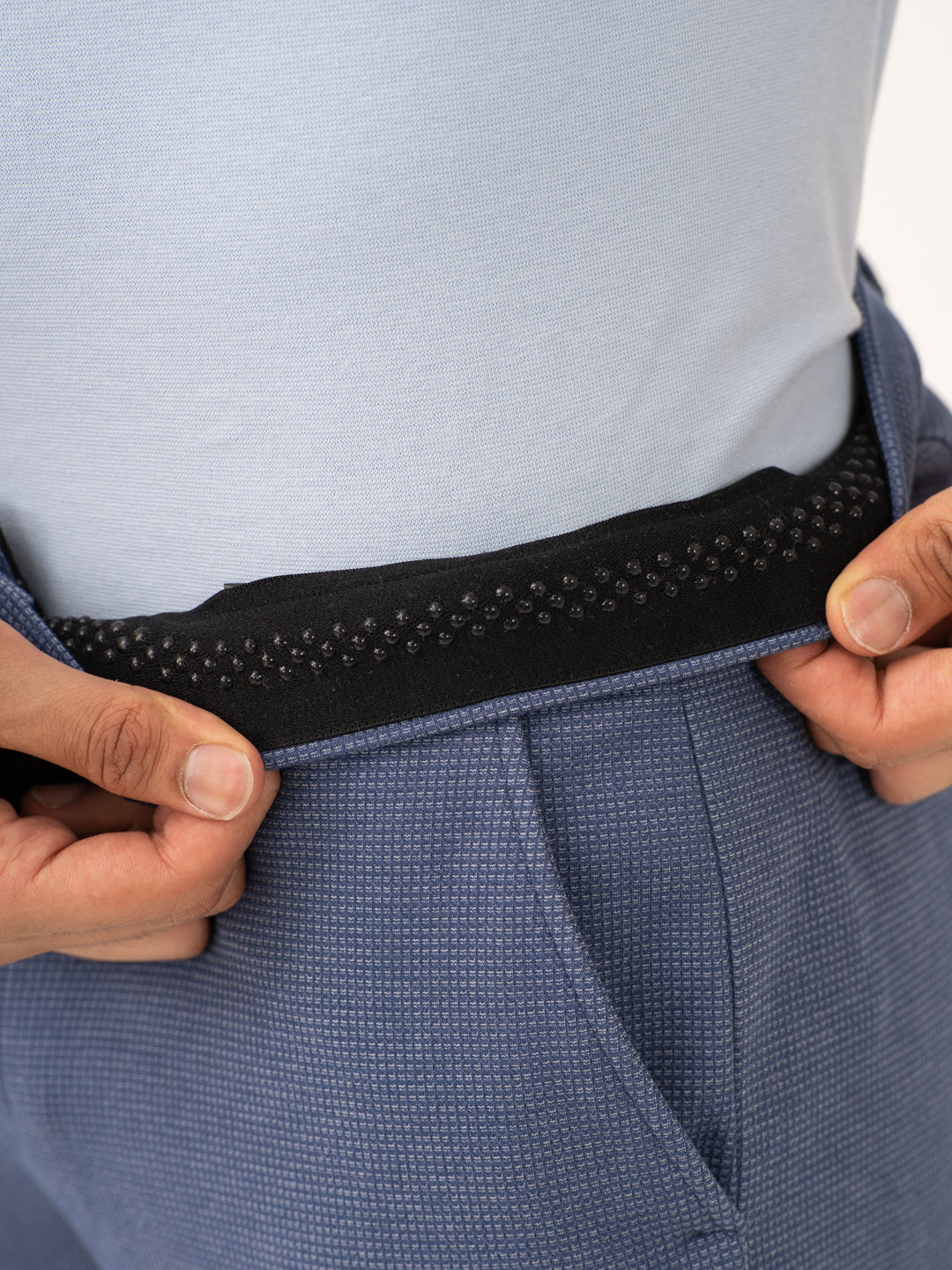 Echo Blue Waffle Textured Power-Stretch Pants