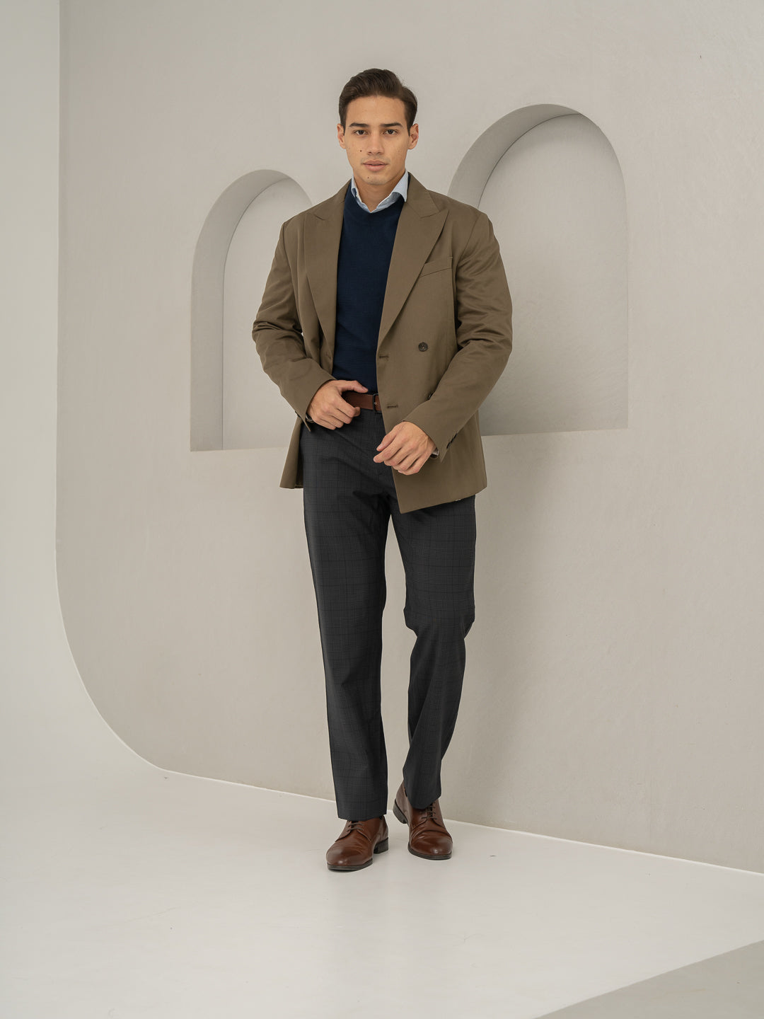 Belgium Black Checks Merino Wool Pants