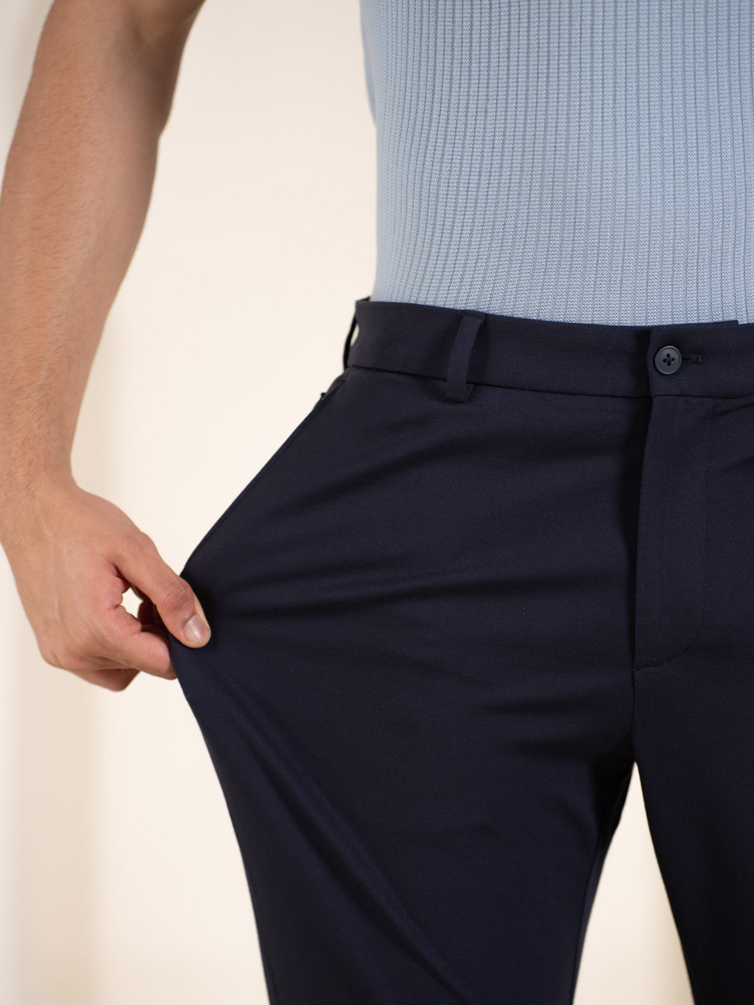 Malai Pants Navy Soft-touch Slim Fit Power Stretch Pants
