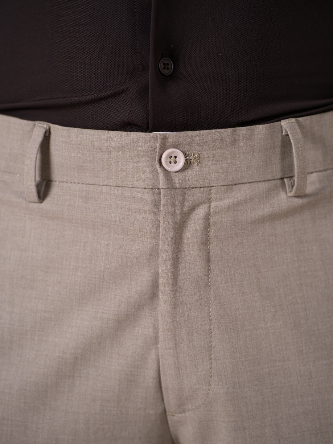 Whispering Khaki Melange Stretch Formal Pants