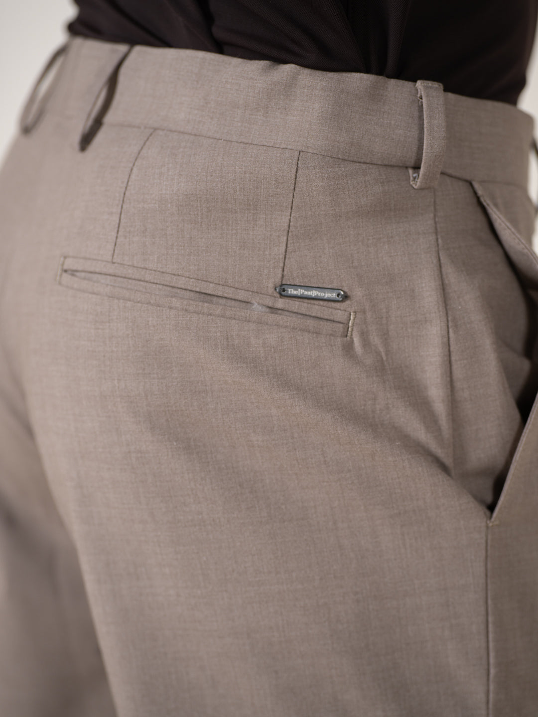 Whispering Khaki Melange Stretch Formal Pants