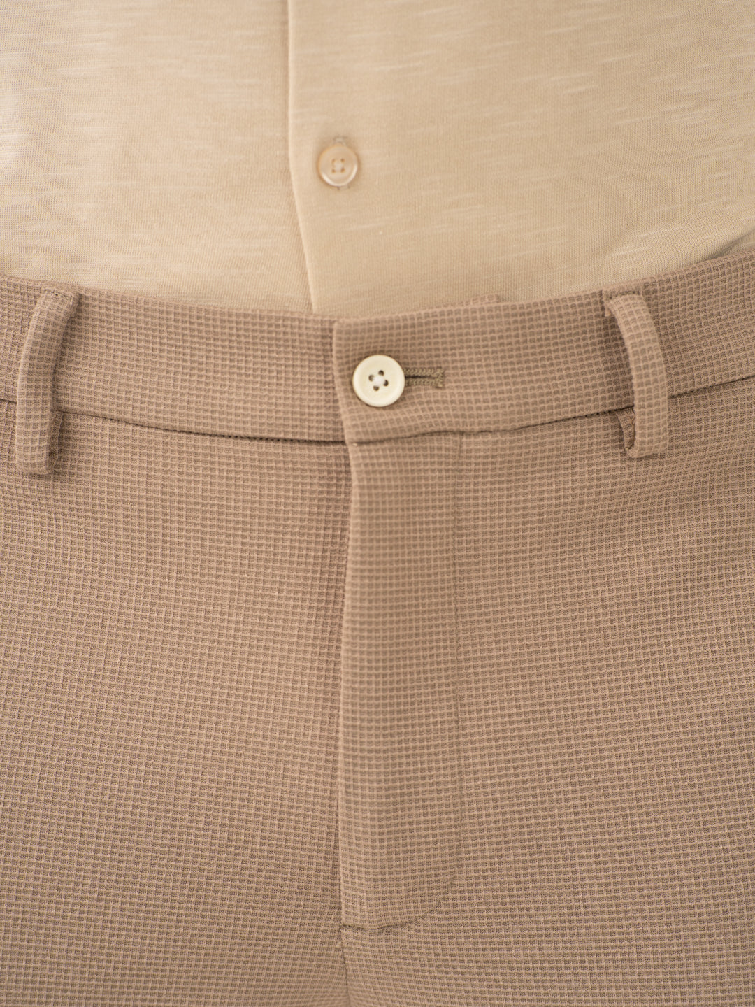 Byte Beige Waffle Textured Power-Stretch Pants