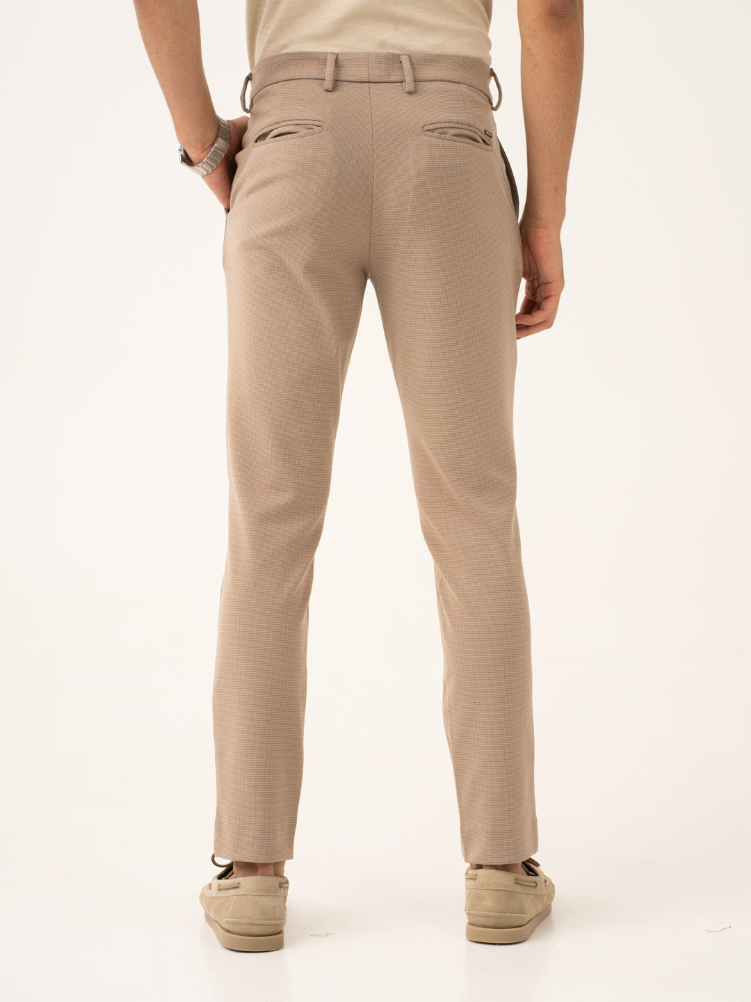 Byte Beige Waffle Textured Power-Stretch Pants