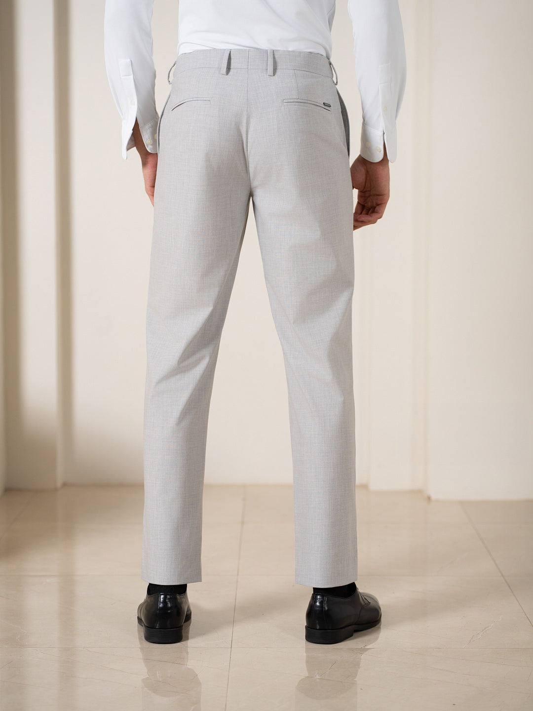Ethereal Grey Melange Stretch Formal Pants
