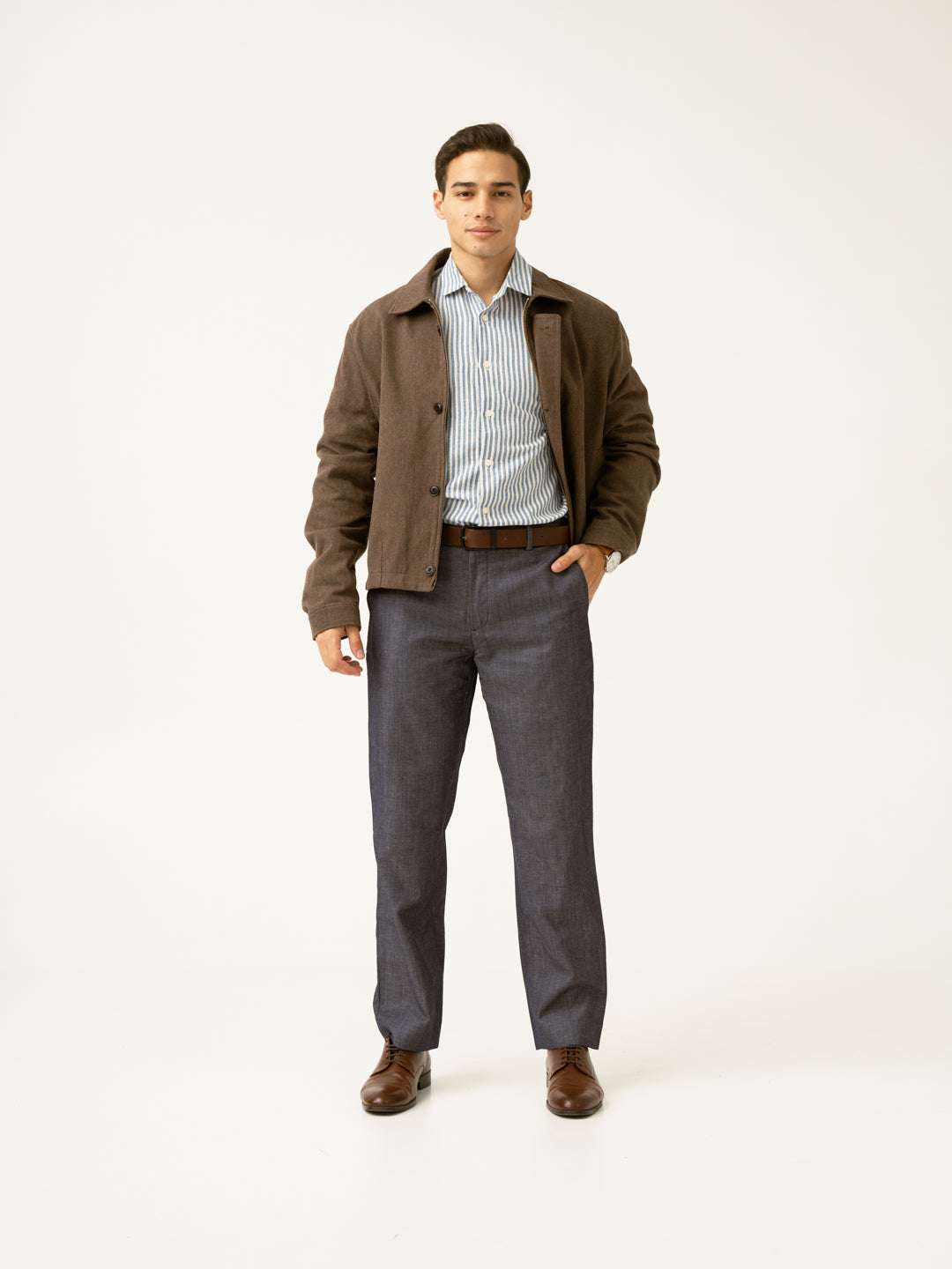 Whistle Blue Tropical Wool Linen Pants