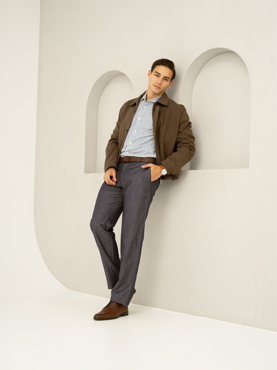 Whistle Blue Tropical Wool Linen Pants