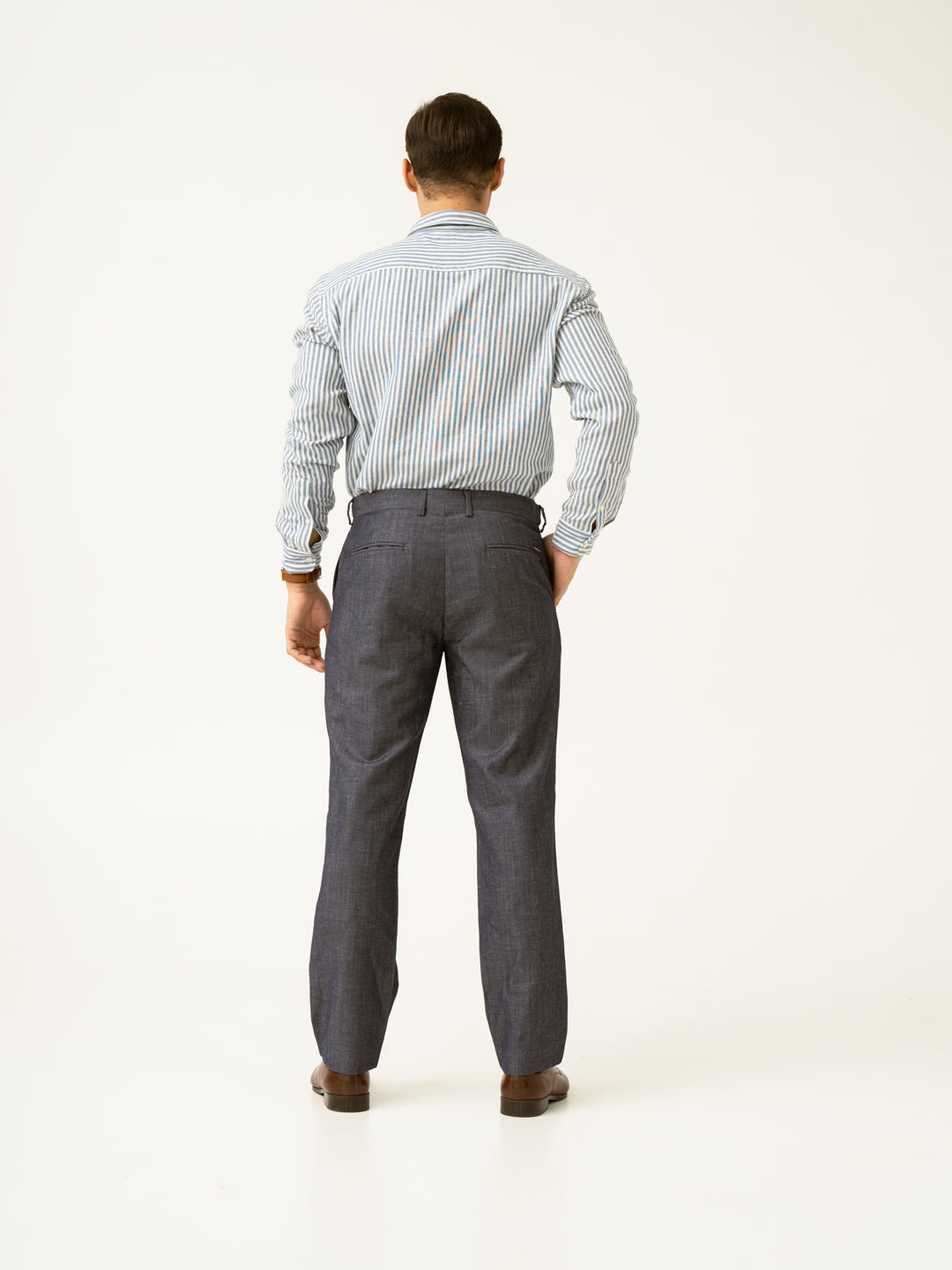 Whistle Blue Tropical Wool Linen Pants
